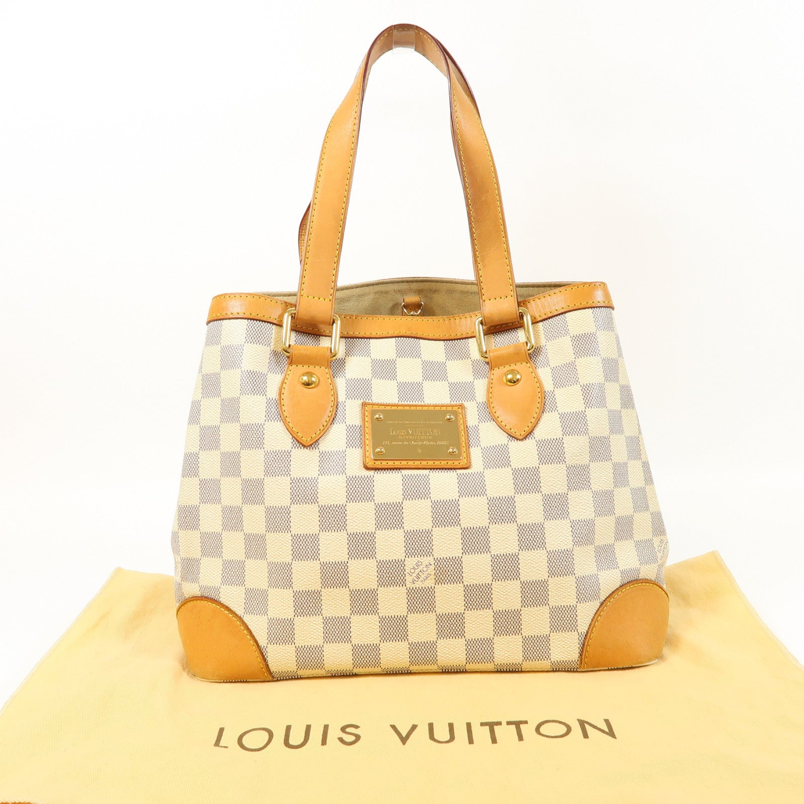 LOUIS VUITTON 【激減優惠】Damier Azur Hampstead PM金扣手挽袋白色