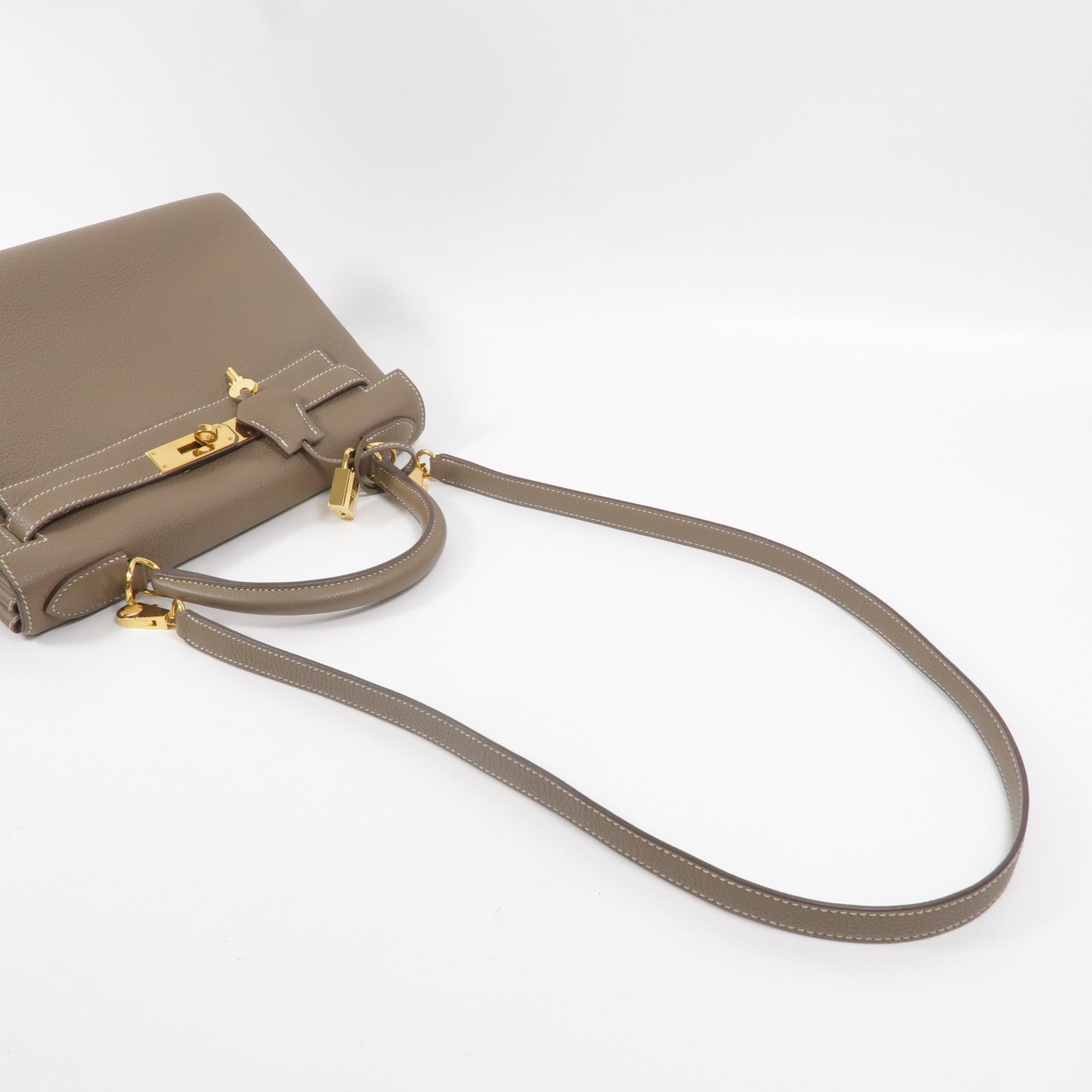 HERMES Togo皮革Kelly 28手挽肩背兩用袋Etoupe