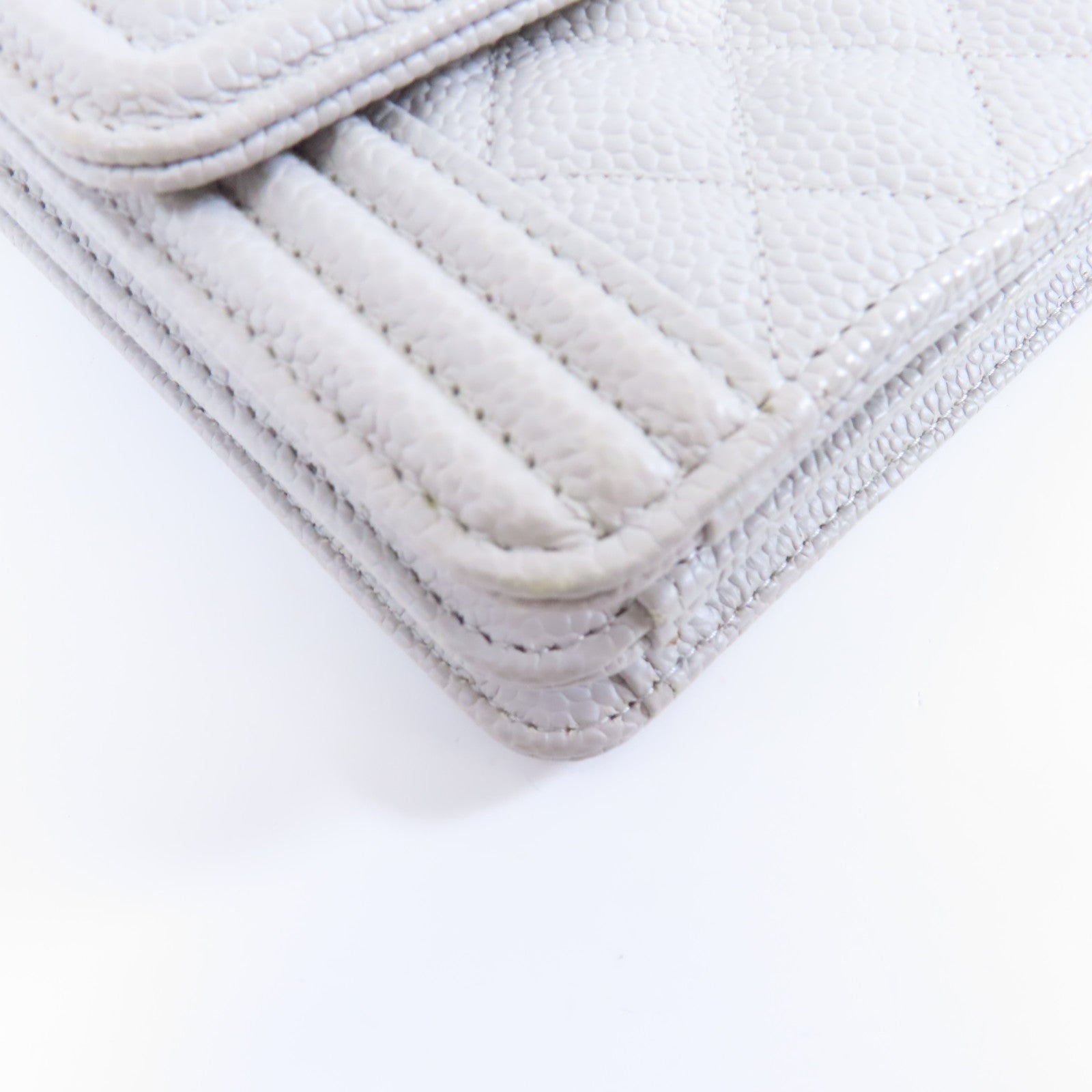 CHANEL 【激減優惠】菱格Caviar皮革Boy Chanel金扣鏈帶肩背袋灰色