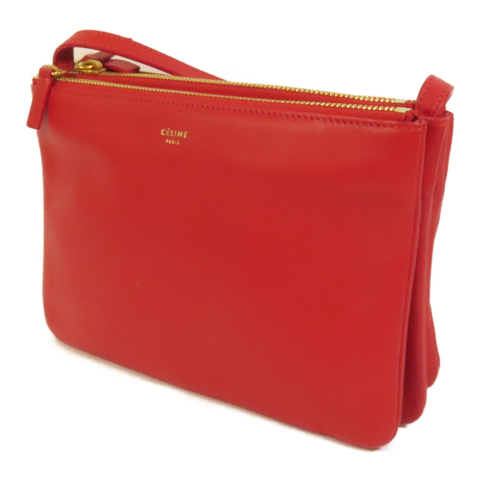 CELINE 羊皮皮革Trio金扣肩背袋