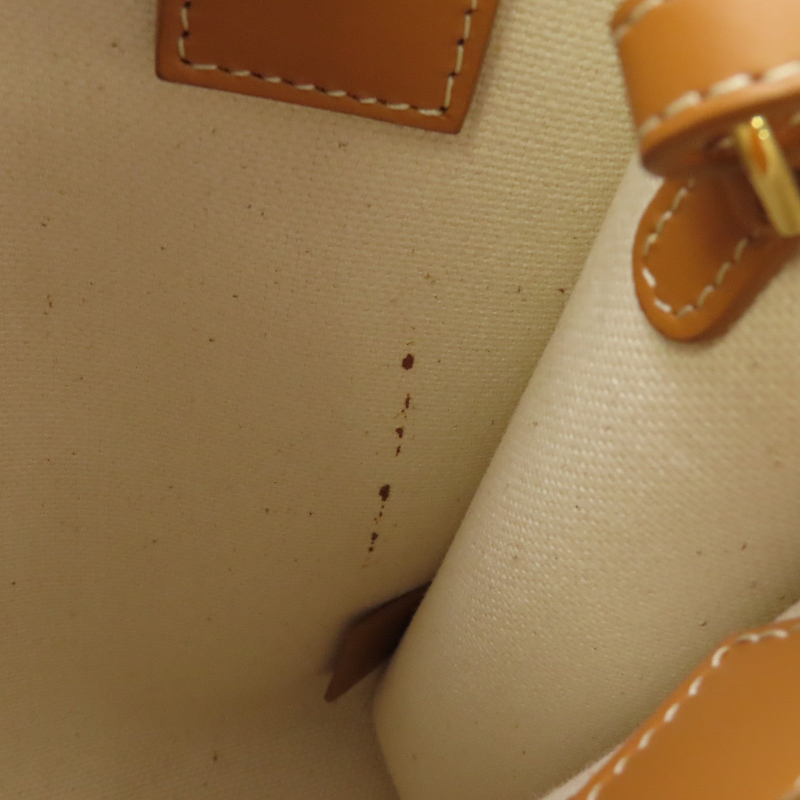 CELINE 帆布/皮革Mini Vertical Cabas金扣手挽肩背兩用袋白色/啡色