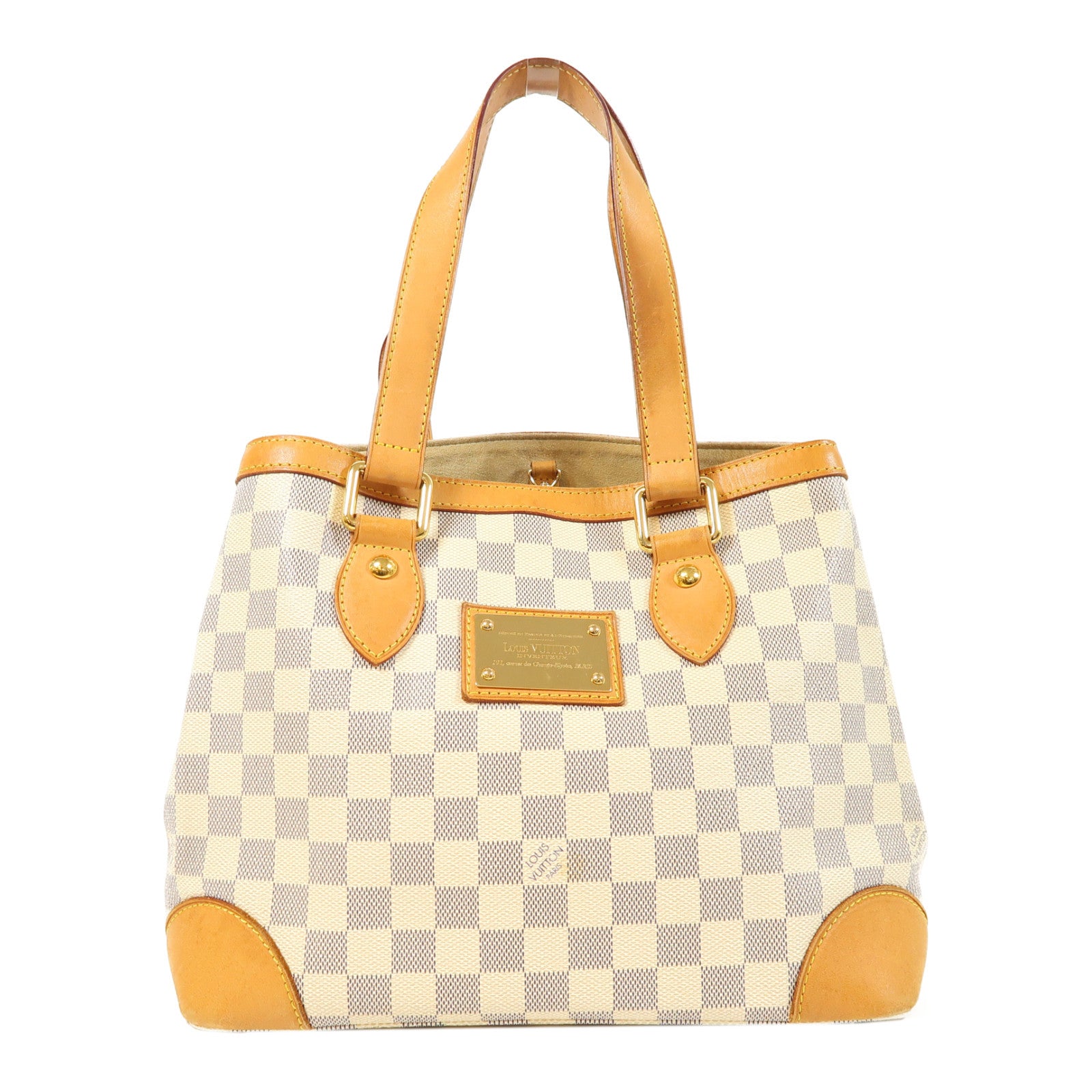 LOUIS VUITTON 【激減優惠】Damier Azur Hampstead PM金扣手挽袋白色