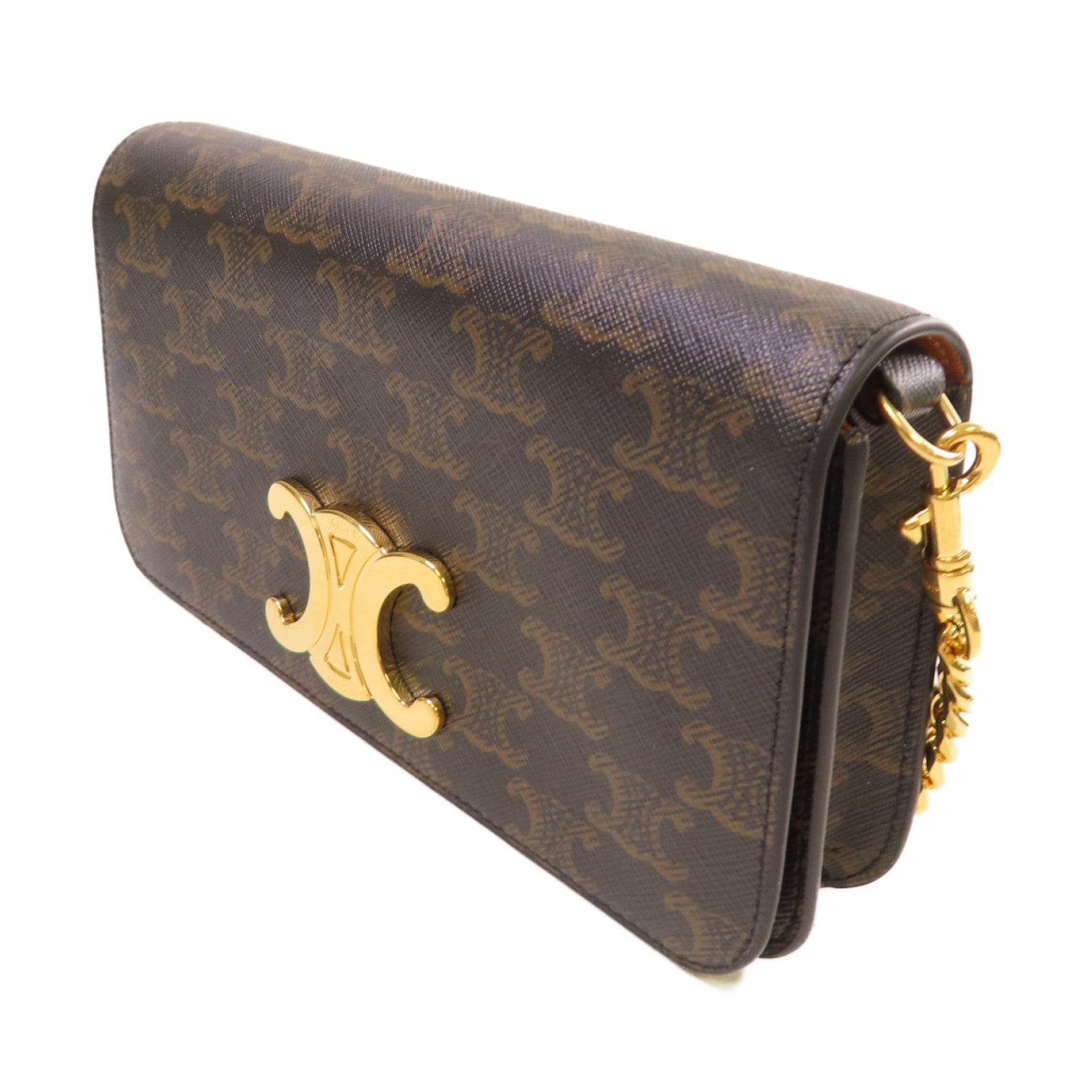 CELINE Triomphe帆布Mulipochette 2Way Shoulder Bag金扣手挽肩背兩用袋啡色