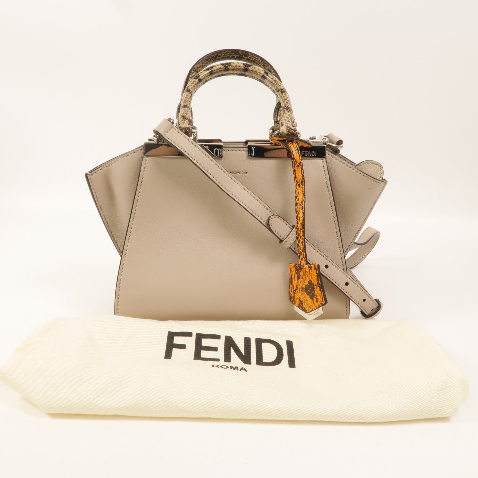 FENDI 牛皮/蛇皮皮革3 Jours Mini手挽肩背兩用袋
