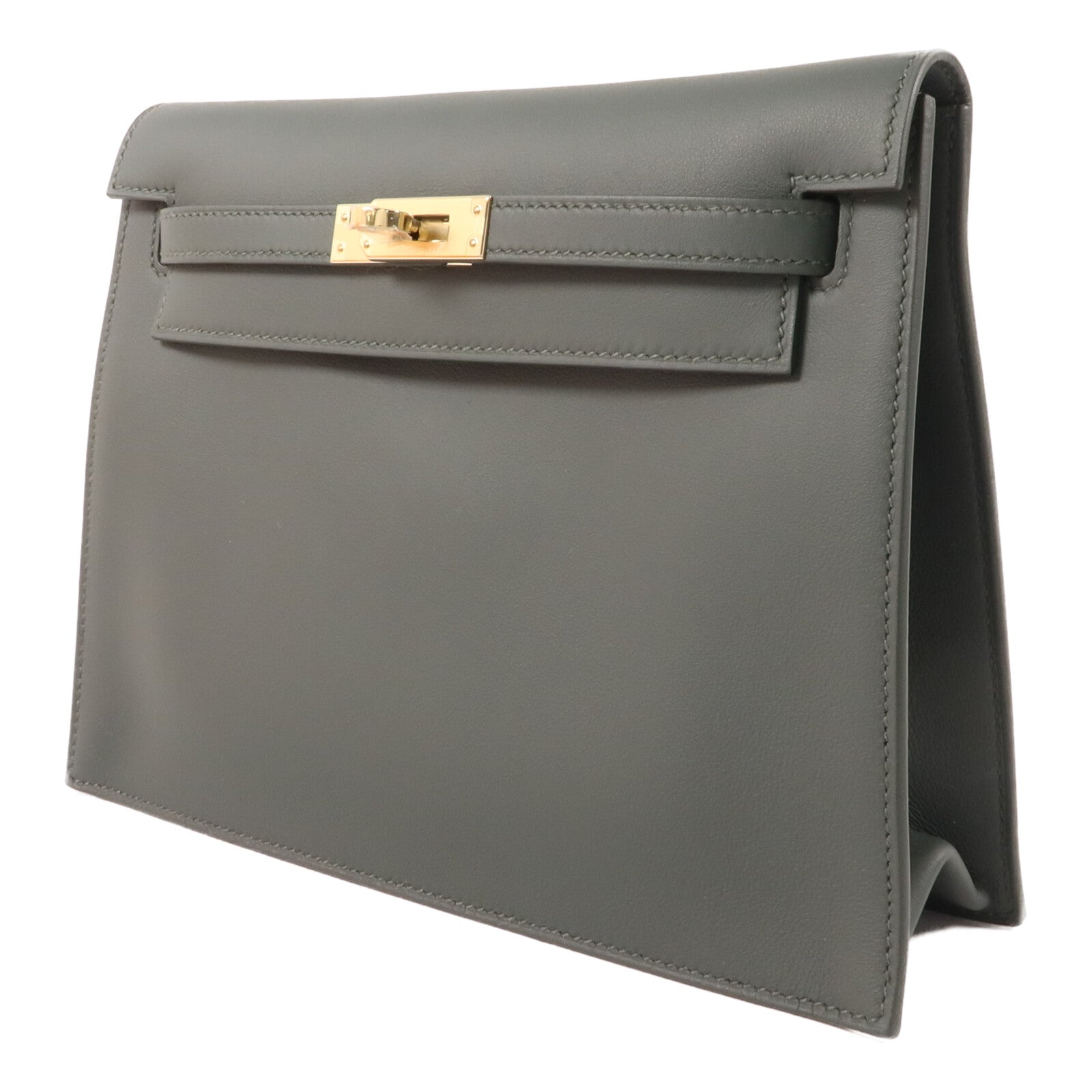 HERMES Swift皮革Kelly Danse肩背袋Vert Mangrove