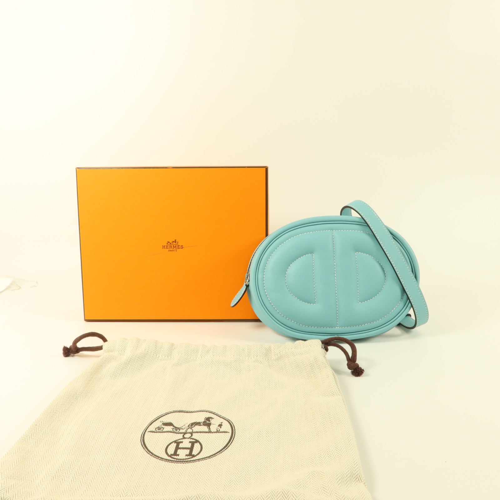 HERMES Swift皮革In The Loop Belt Bag肩背袋Bleu Atoll