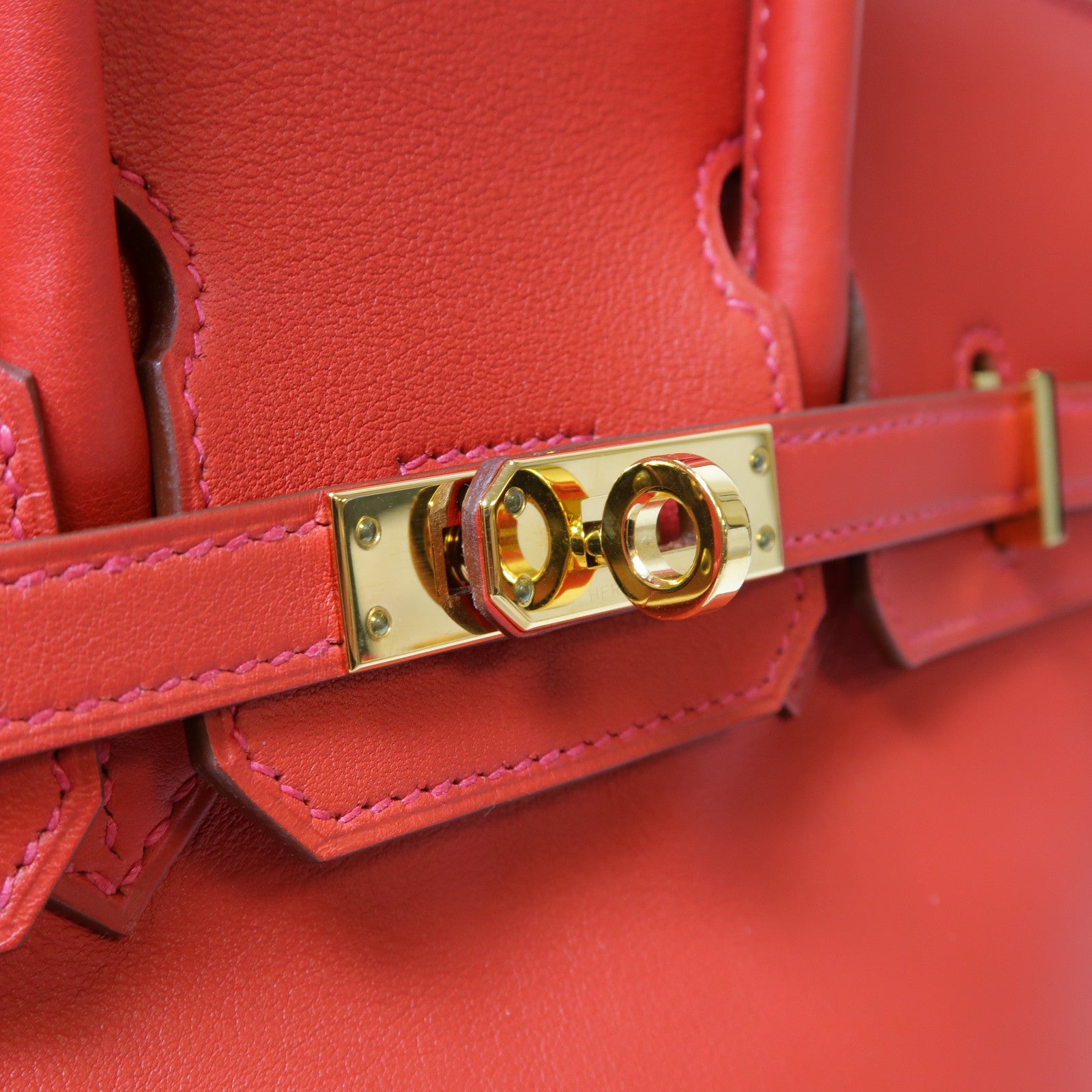 HERMES 【激減優惠】Swift皮革Birkin 25金扣手挽袋朱砂紅色