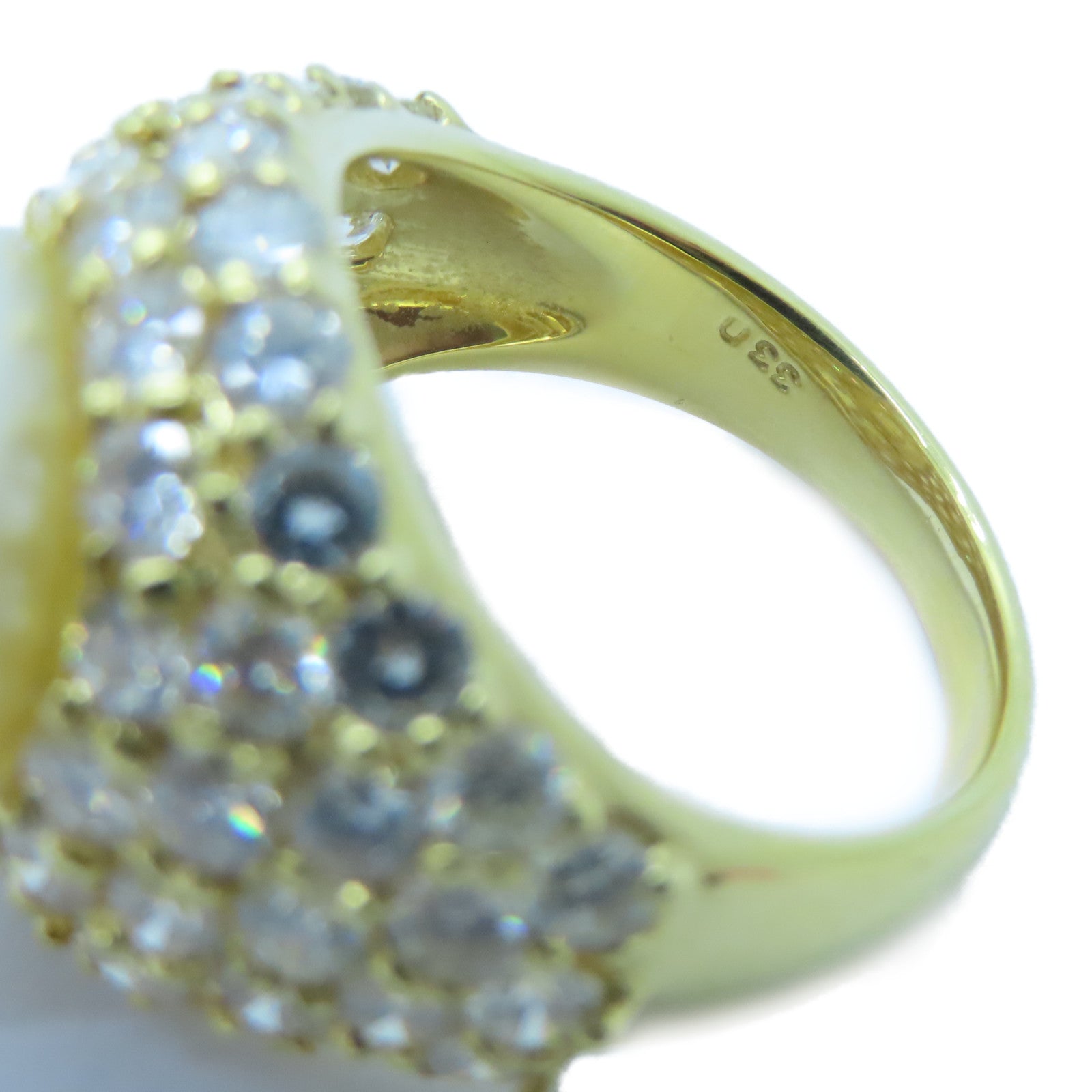 JEWELRY 18K黃金Pearl Diamond Ring 12.9mm珍珠/0.89ct鑽石戒指US#6.25