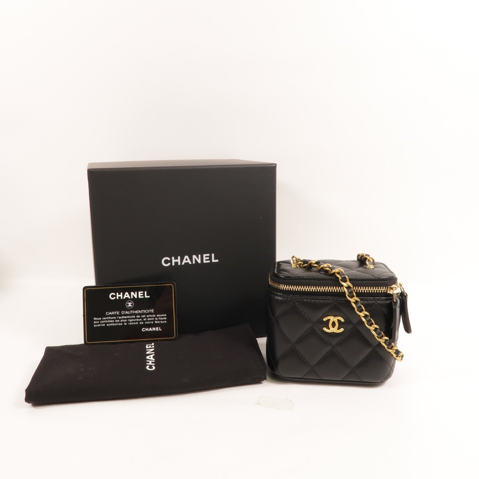 CHANEL 羊皮皮革Mini Vanity Case With Gold Ball金扣鏈帶肩背袋