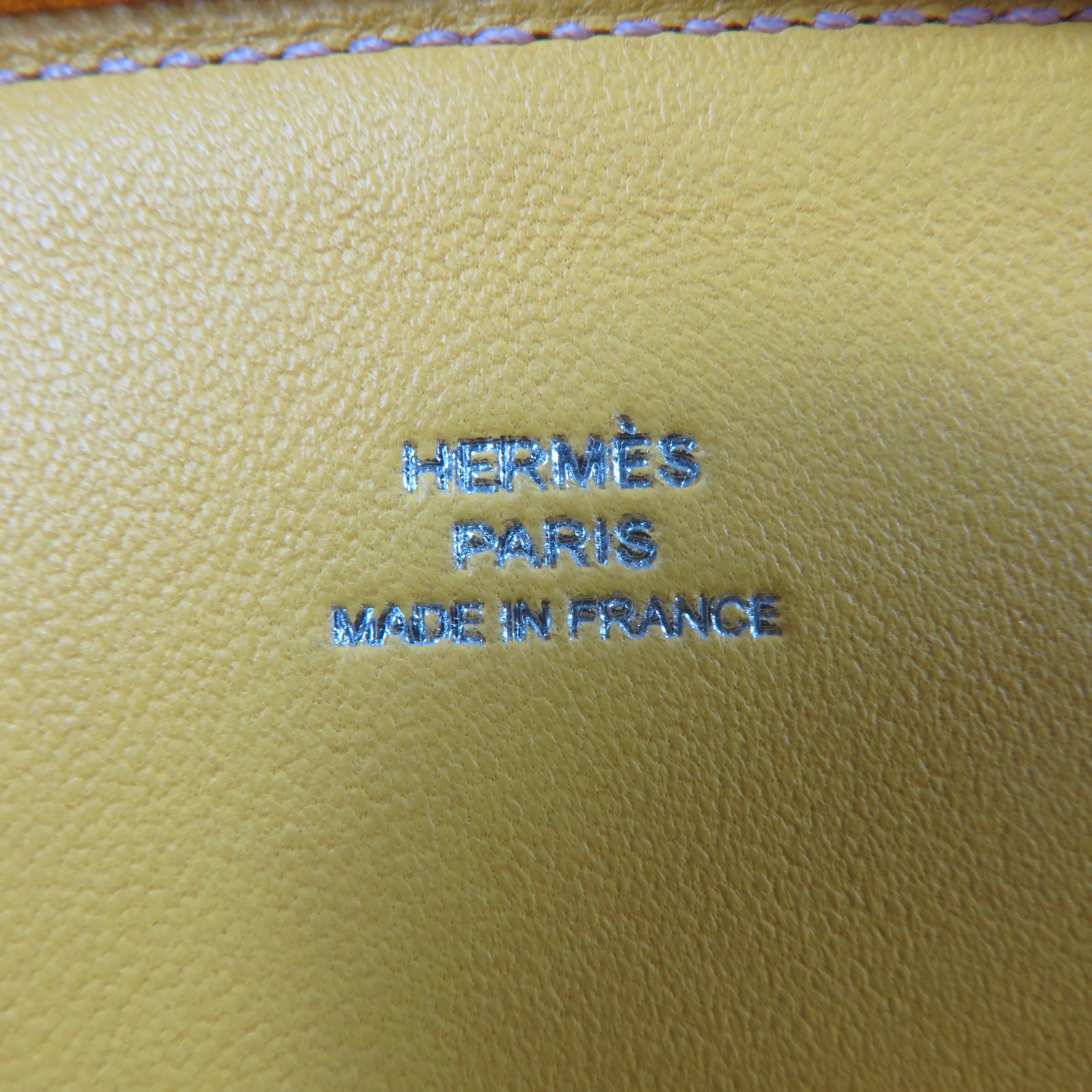 HERMES 【清倉大減價】Chevre皮革In The Loop To Go銀扣手拿包Lime 萊姆色