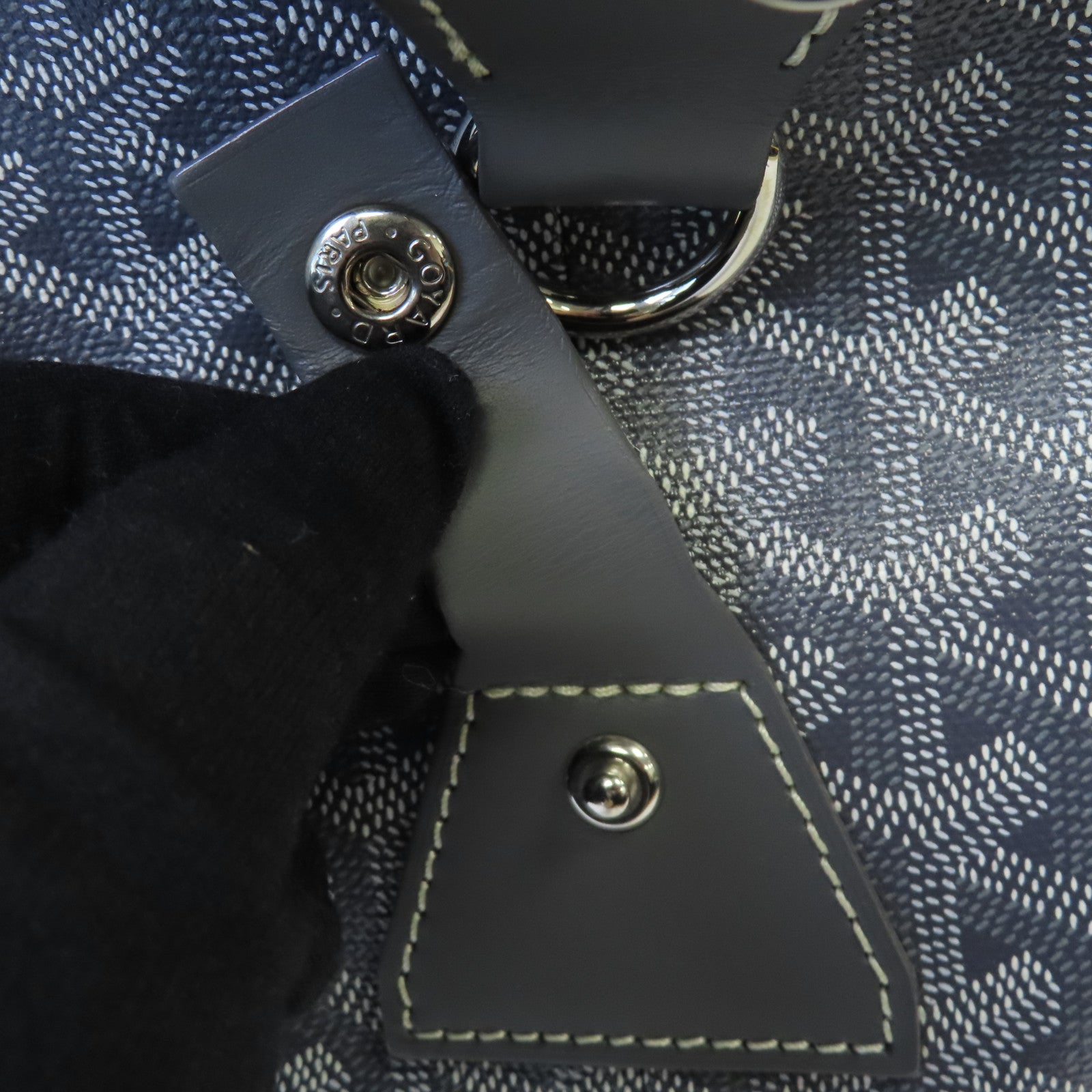 GOYARD 塗層帆布Bowling 45 Boston Bag銀扣波士頓包灰色/黃色