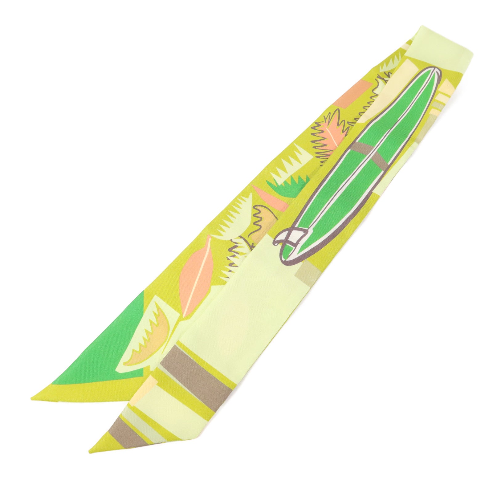 HERMES 絲質Twilly絲巾Green/Orange