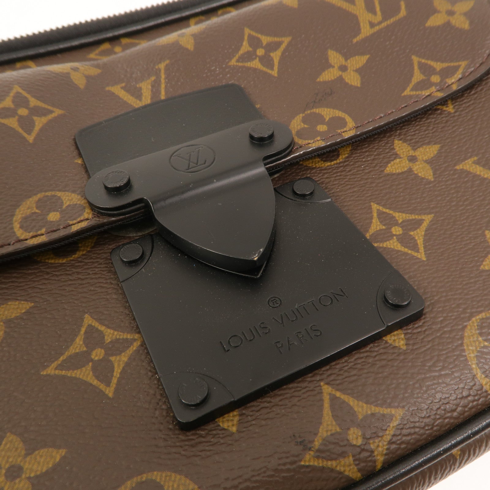 LOUIS VUITTON Monogram Macassar S Lock Messenger手挽肩背兩用袋