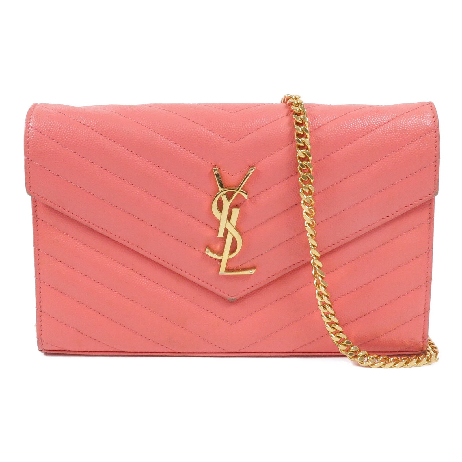 YVES SAINT LAURENT 牛皮皮革Cassandre Envelope鏈帶肩背袋