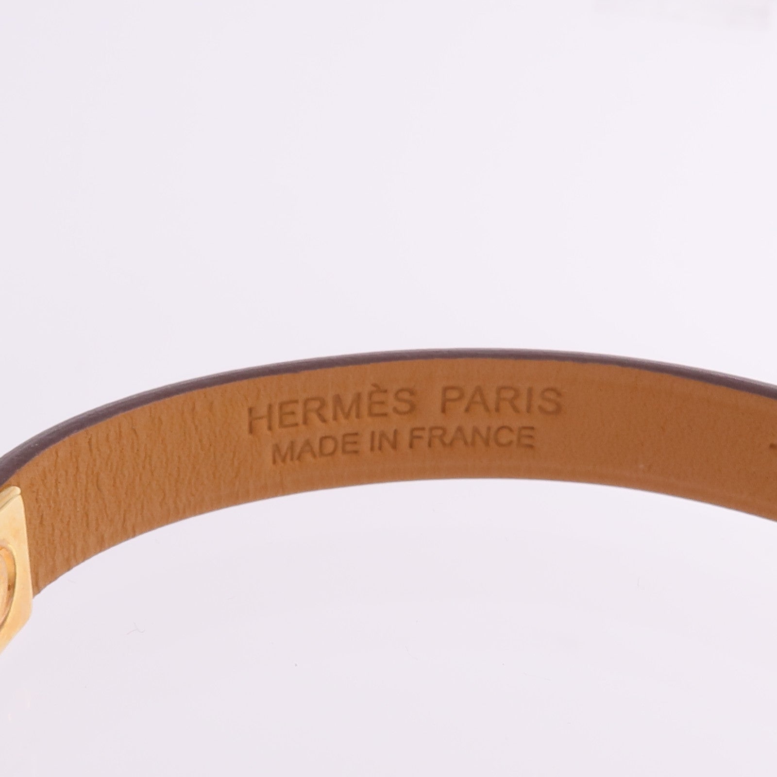 HERMES Swift皮革Rivale Mini Bracelet金扣手帶Etoupe