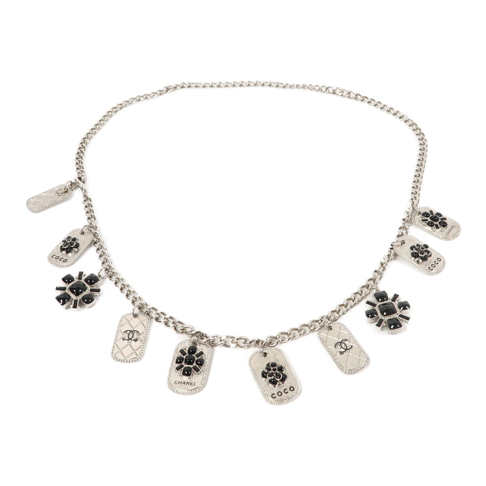CHANEL 金屬Chain Belt皮帶黑色/銀色