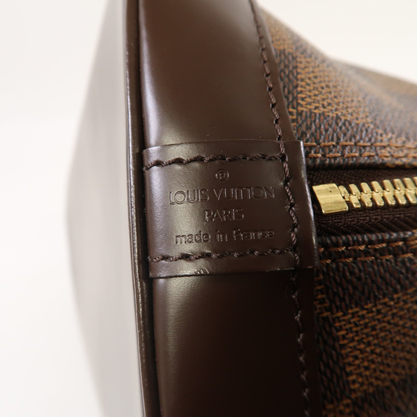 LOUIS VUITTON Damier Ebene Alma MM金扣手挽袋啡色