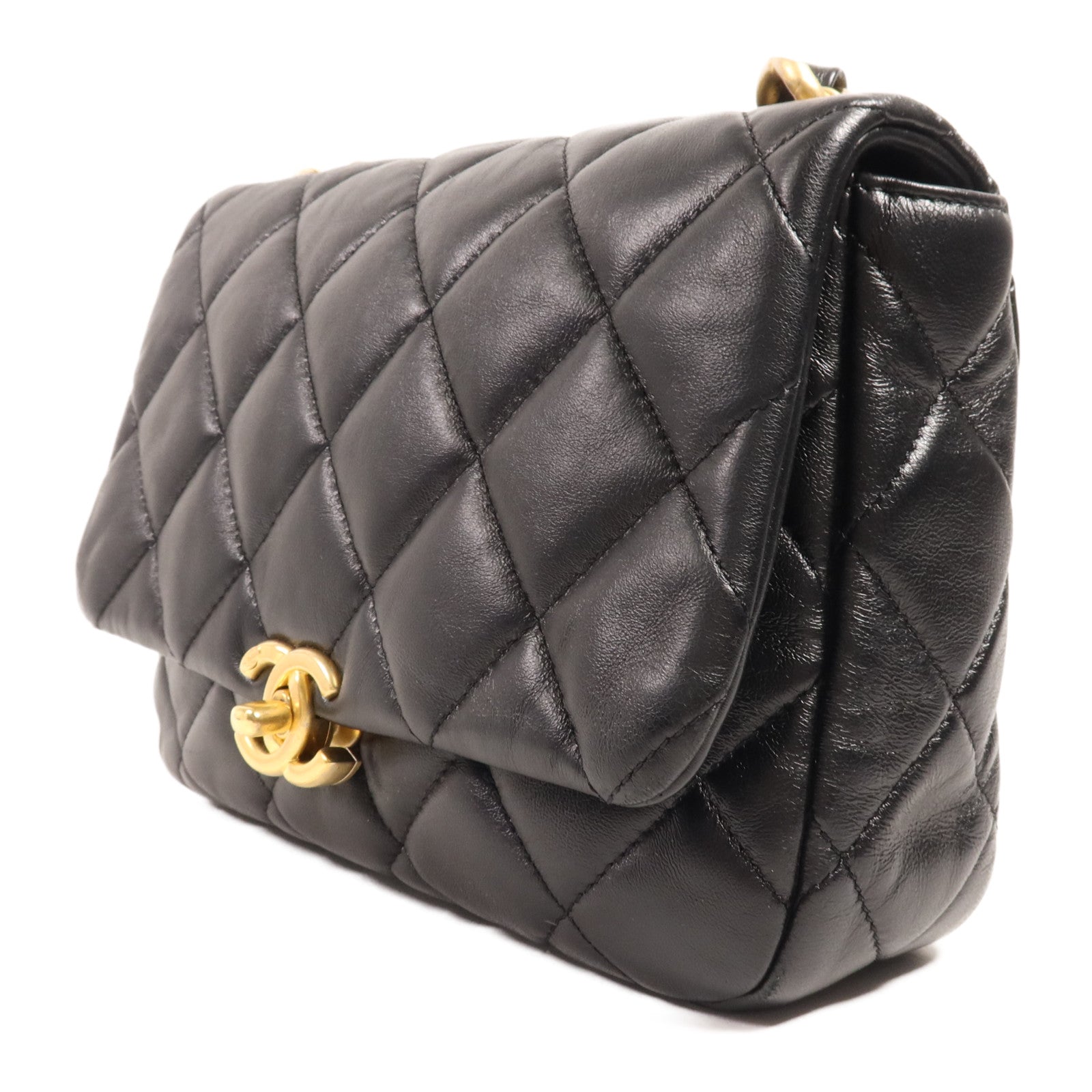 CHANEL 【激減優惠】羊皮皮革Chain Shoulder金扣鏈帶肩背袋