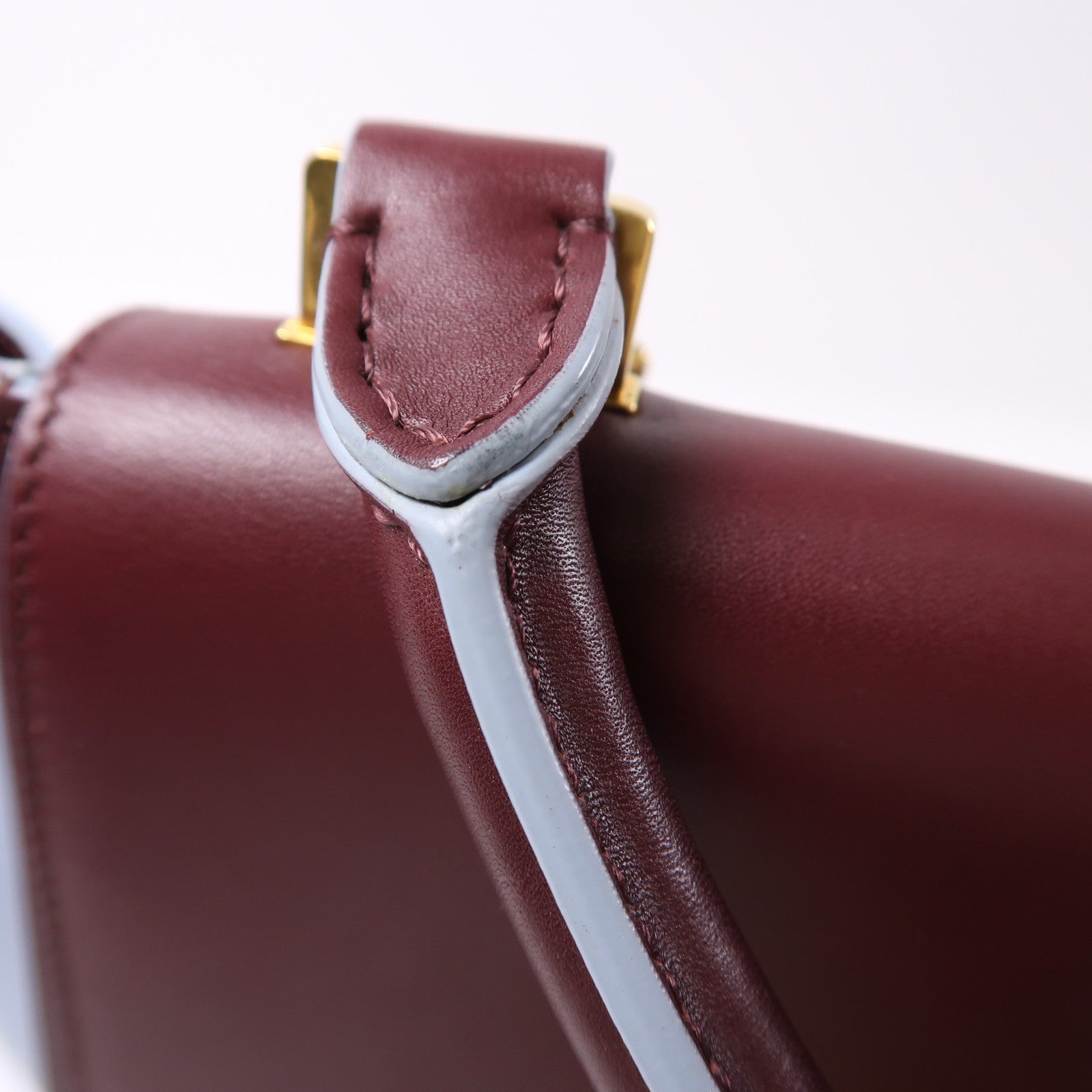 CELINE 牛皮皮革Shoulder Bag金扣手挽肩背兩用袋紅色/淺藍色