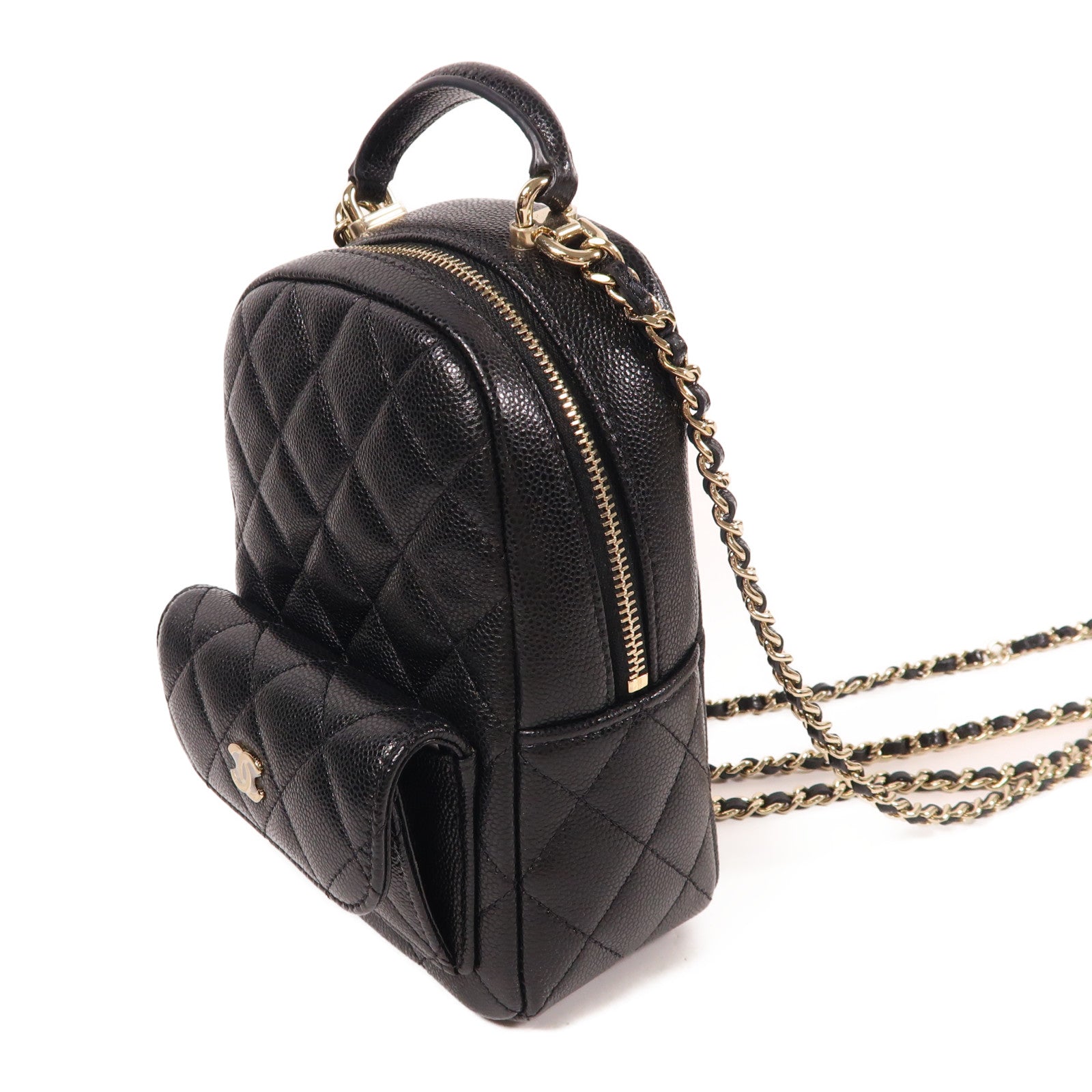 CHANEL 牛皮皮革24C Mini Backpack金扣背包