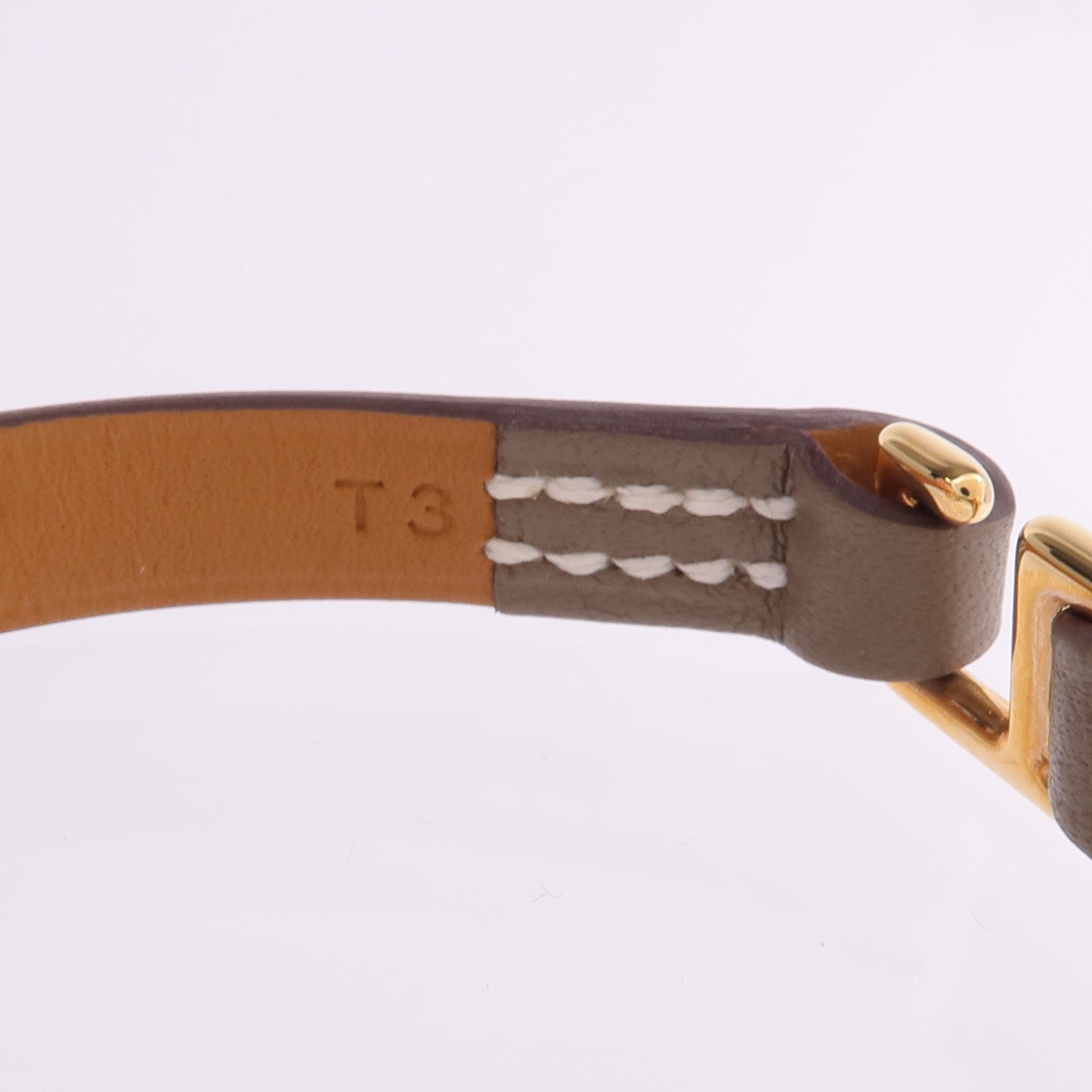 HERMES Swift皮革Rivale Mini Bracelet金扣手帶Etoupe
