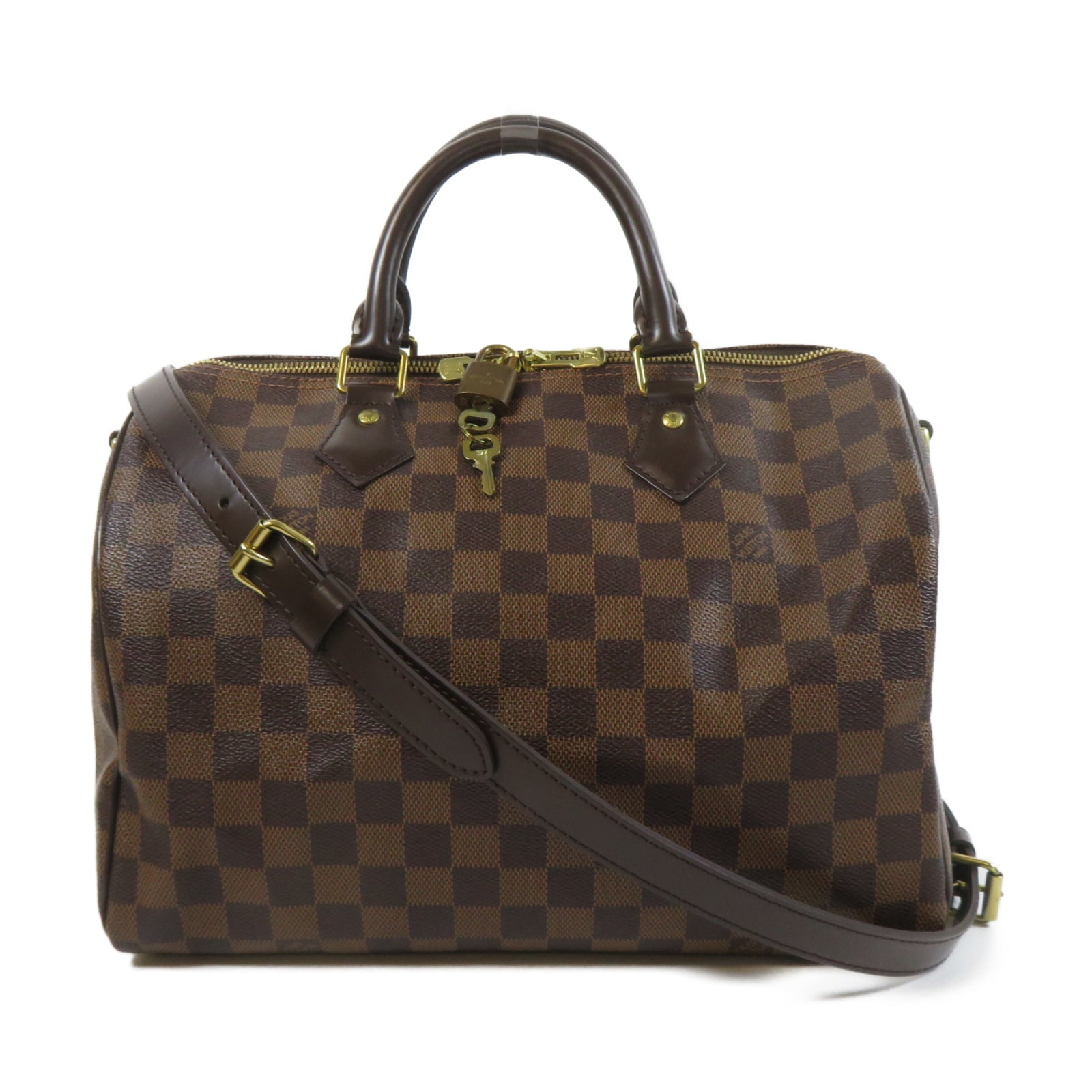 LOUIS VUITTON 【激減優惠】Damier Speedy Bandouliere 30金扣手挽肩背兩用袋啡色