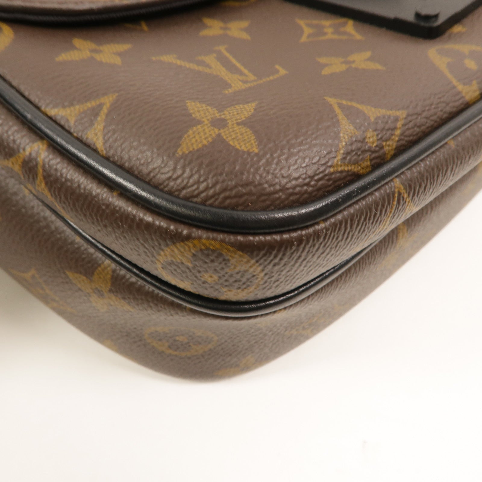 LOUIS VUITTON Monogram Macassar S Lock Messenger手挽肩背兩用袋