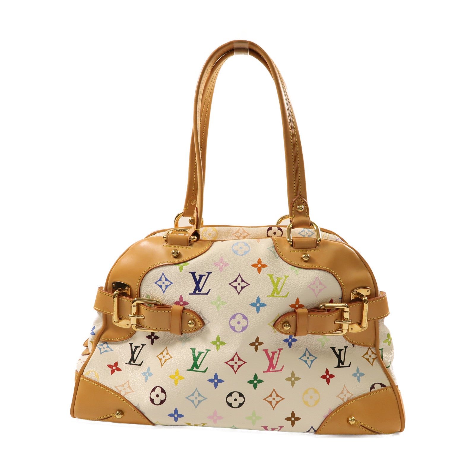LOUIS VUITTON Monogram Multicolore Claudia金扣肩背袋白色/彩色