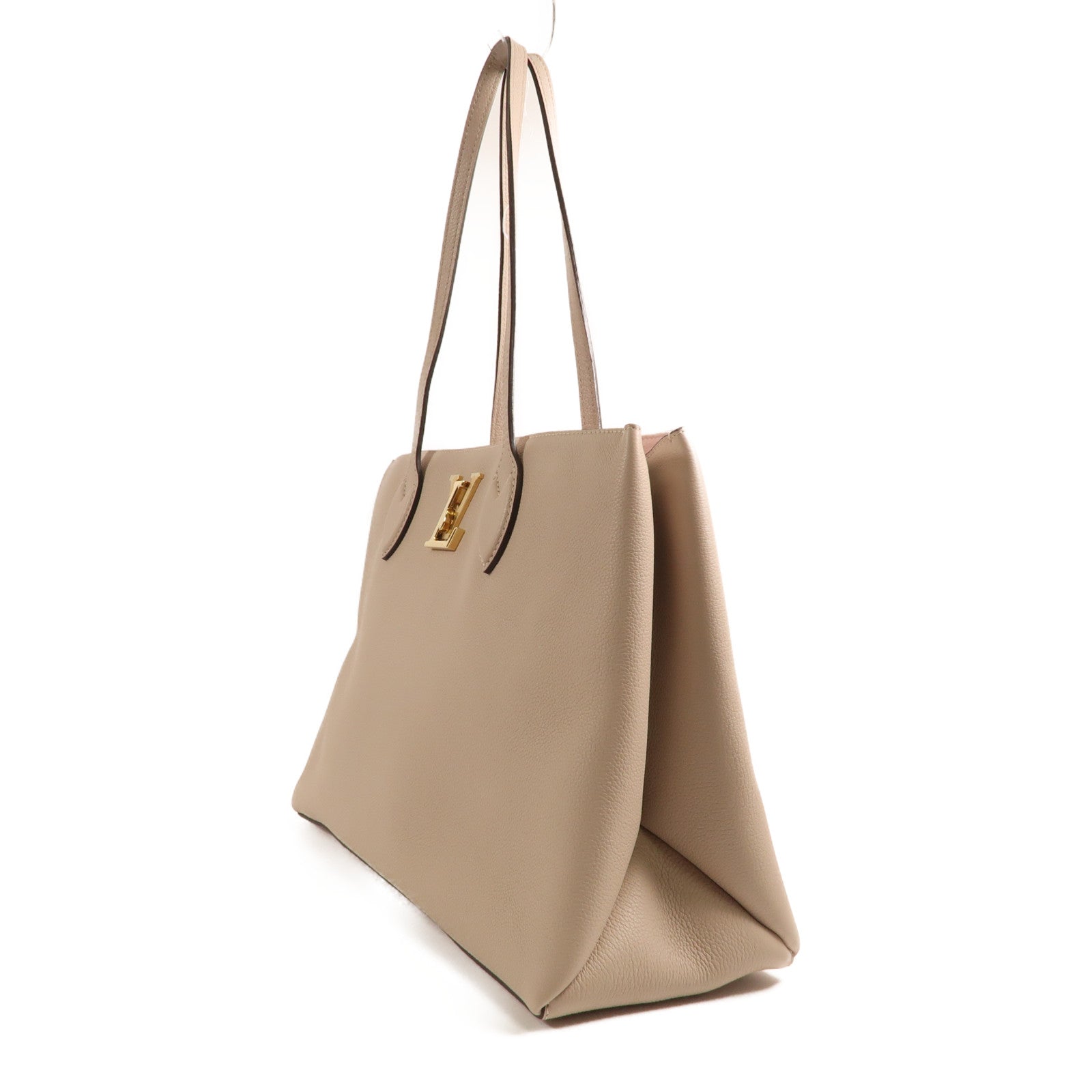 LOUIS VUITTON 【激減優惠】牛皮皮革Lookme Shopper Bag金扣手挽袋米色