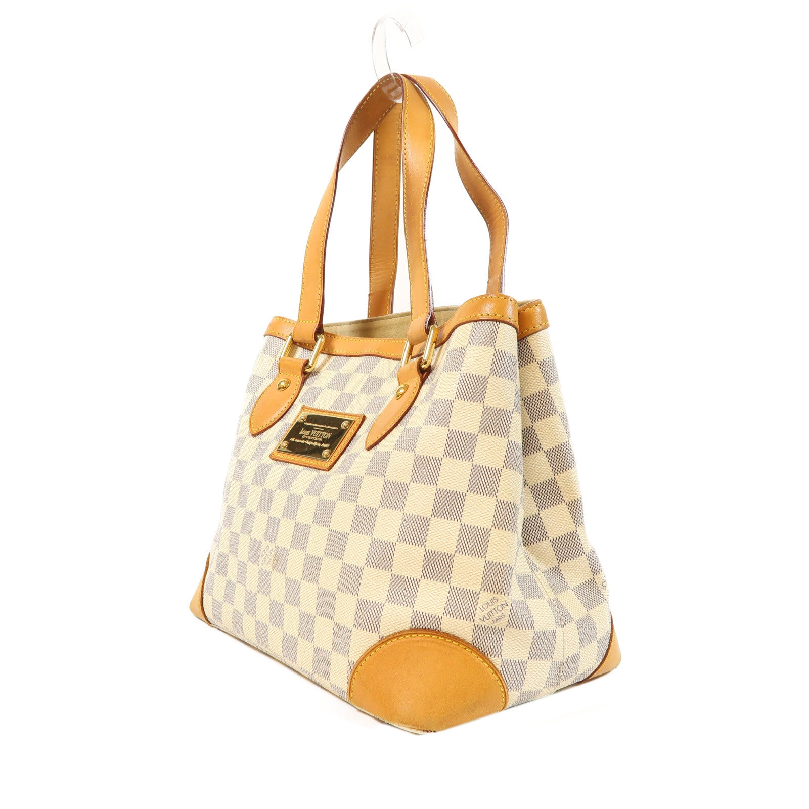 LOUIS VUITTON 【激減優惠】Damier Azur Hampstead PM金扣手挽袋白色