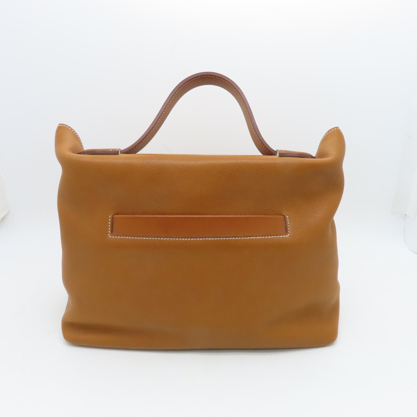 HERMES Barenia Leather 24/24 35cm Gold Buckle Handle Bag Brown