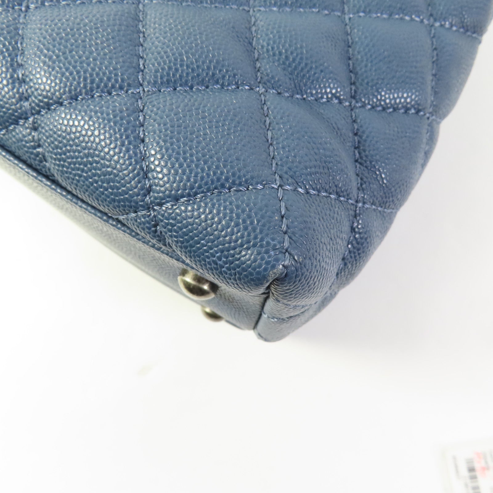 CHANEL CC Coco Handle Medium Chain 2 Way Bag A92990 Calfskin Leather Blue