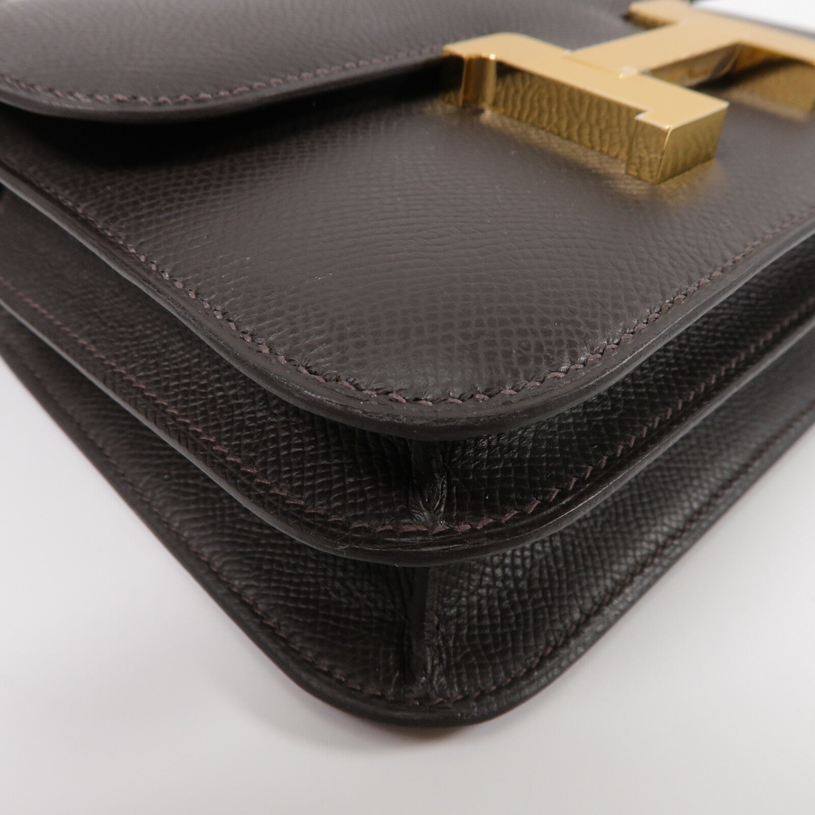 HERMES Epsom皮革Constance Mini肩背袋Bai Brun