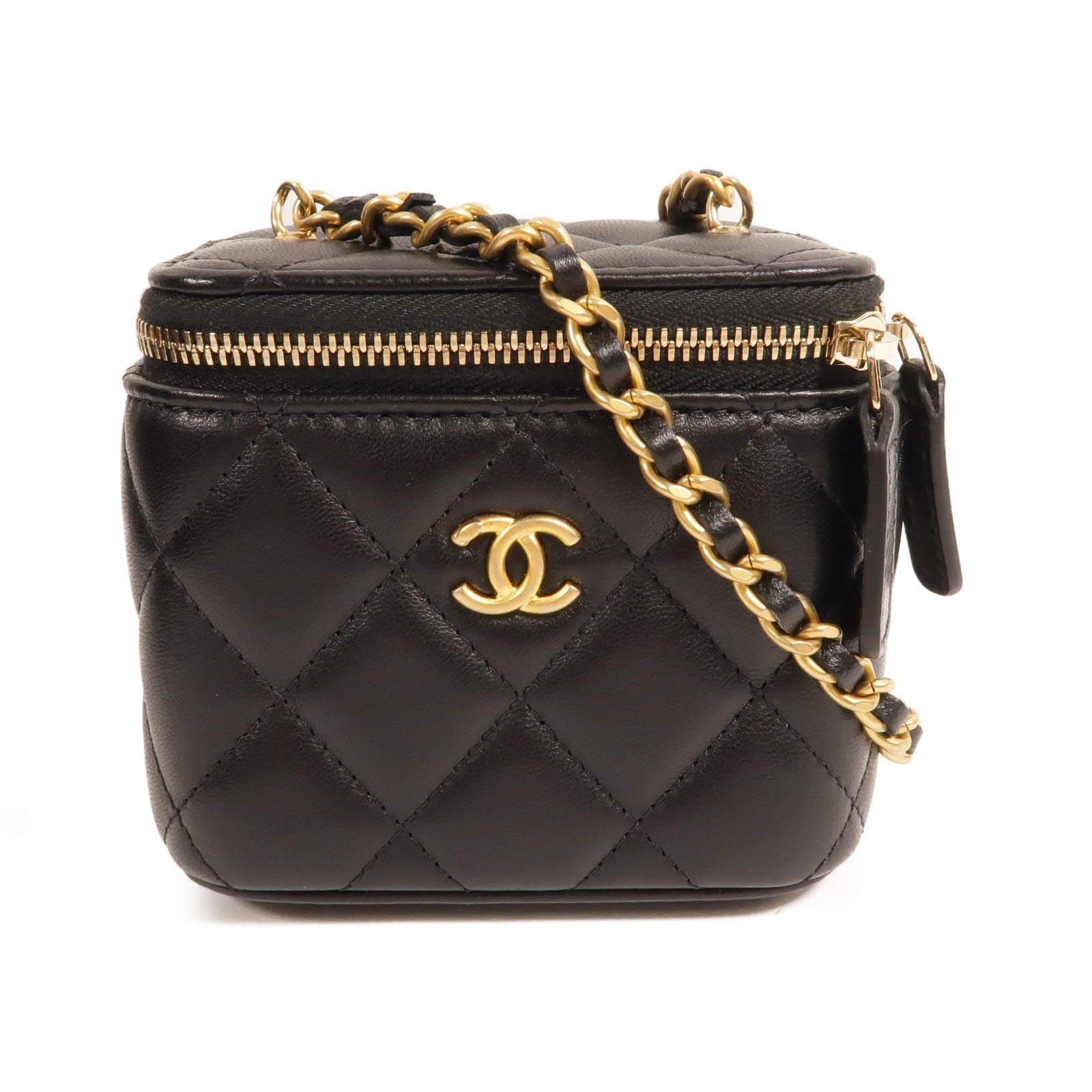 CHANEL 羊皮皮革Mini Vanity Case With Gold Ball金扣鏈帶肩背袋