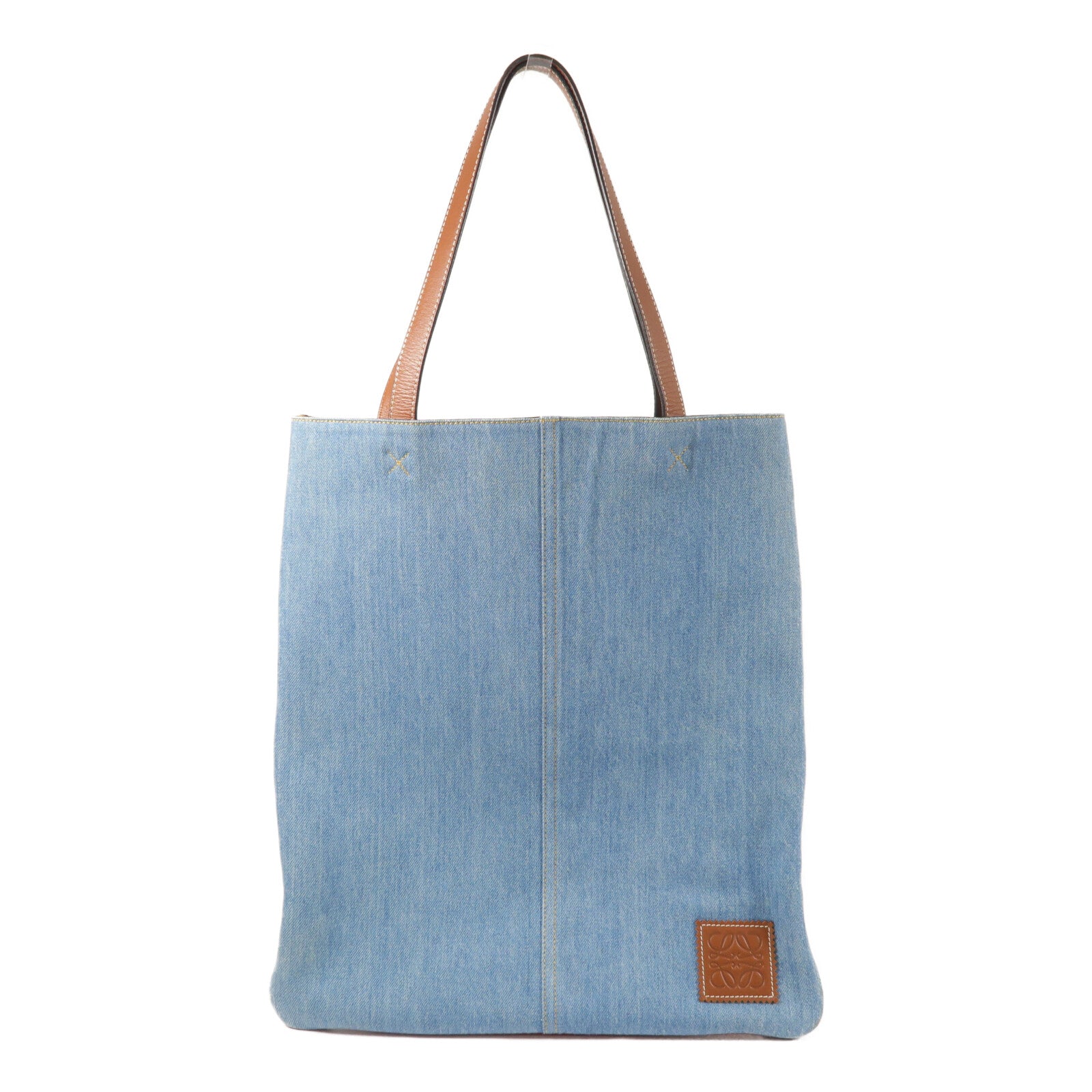 LOEWE 牛仔布/棉質Vertical Tote Strip手挽袋