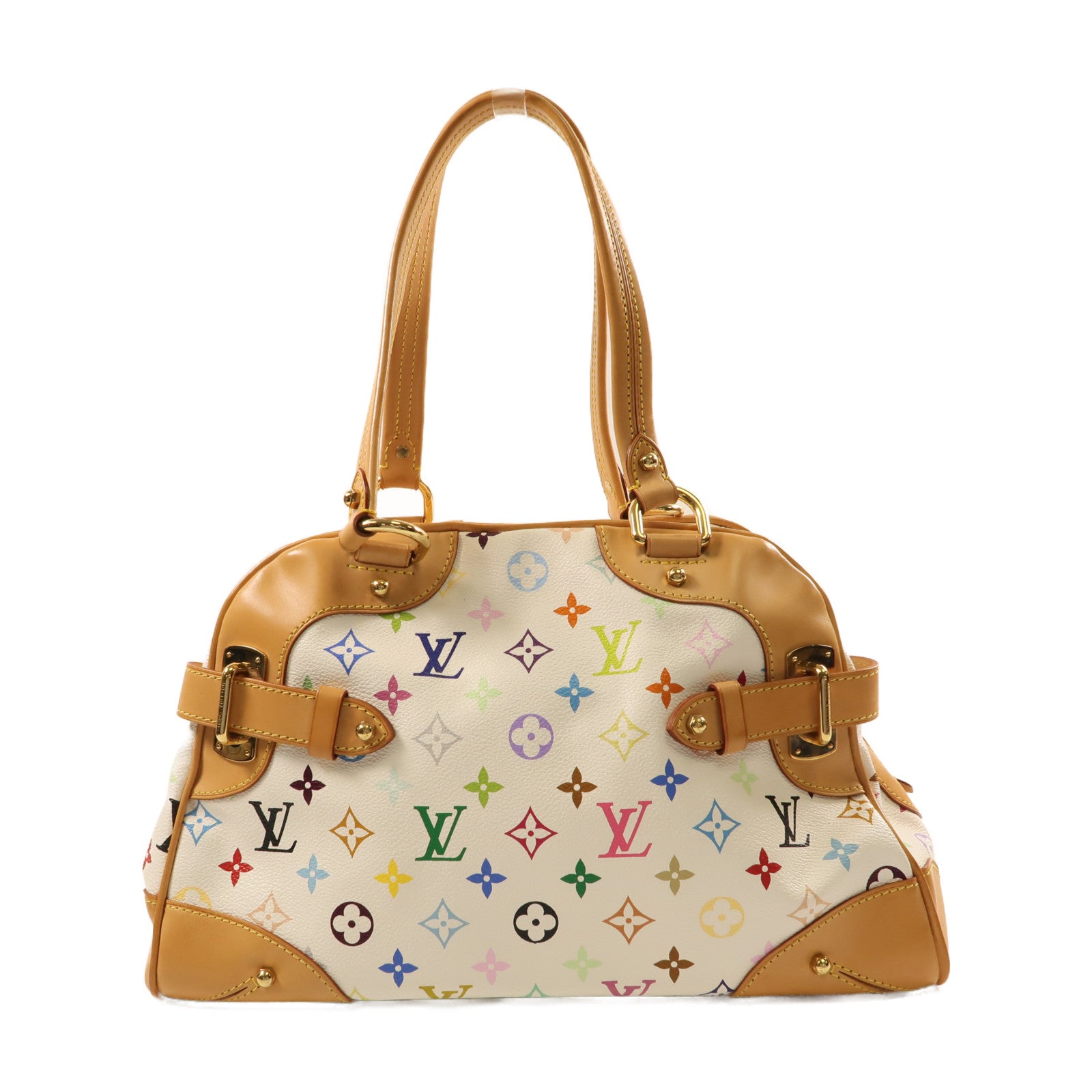 LOUIS VUITTON Monogram Multicolore Claudia金扣肩背袋白色/彩色
