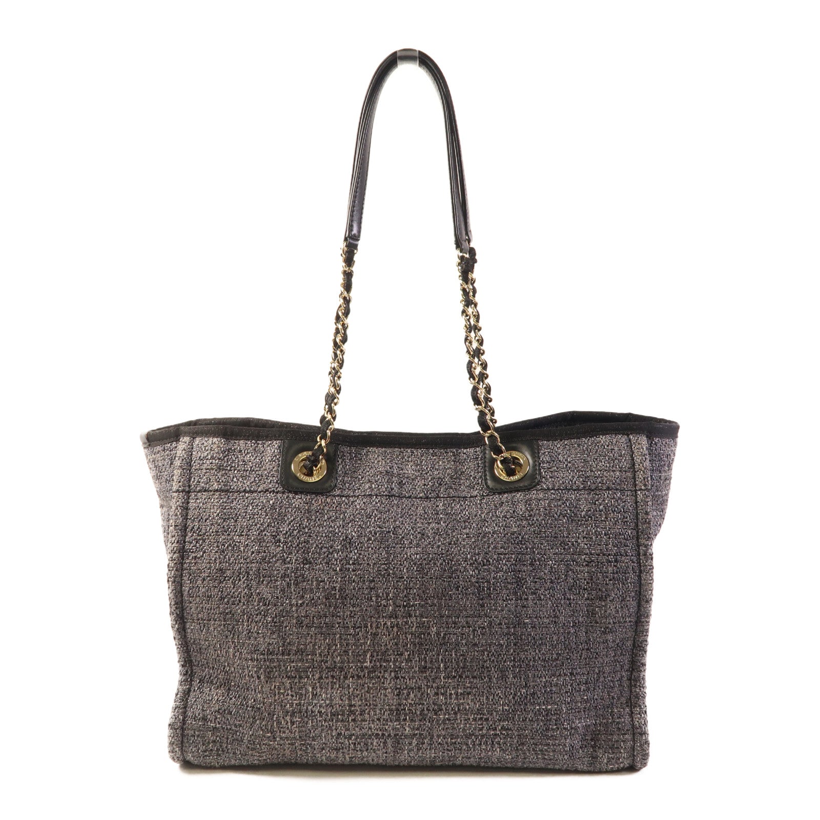 CHANEL CC GHW Deauville Tote Tweed Grey and Black