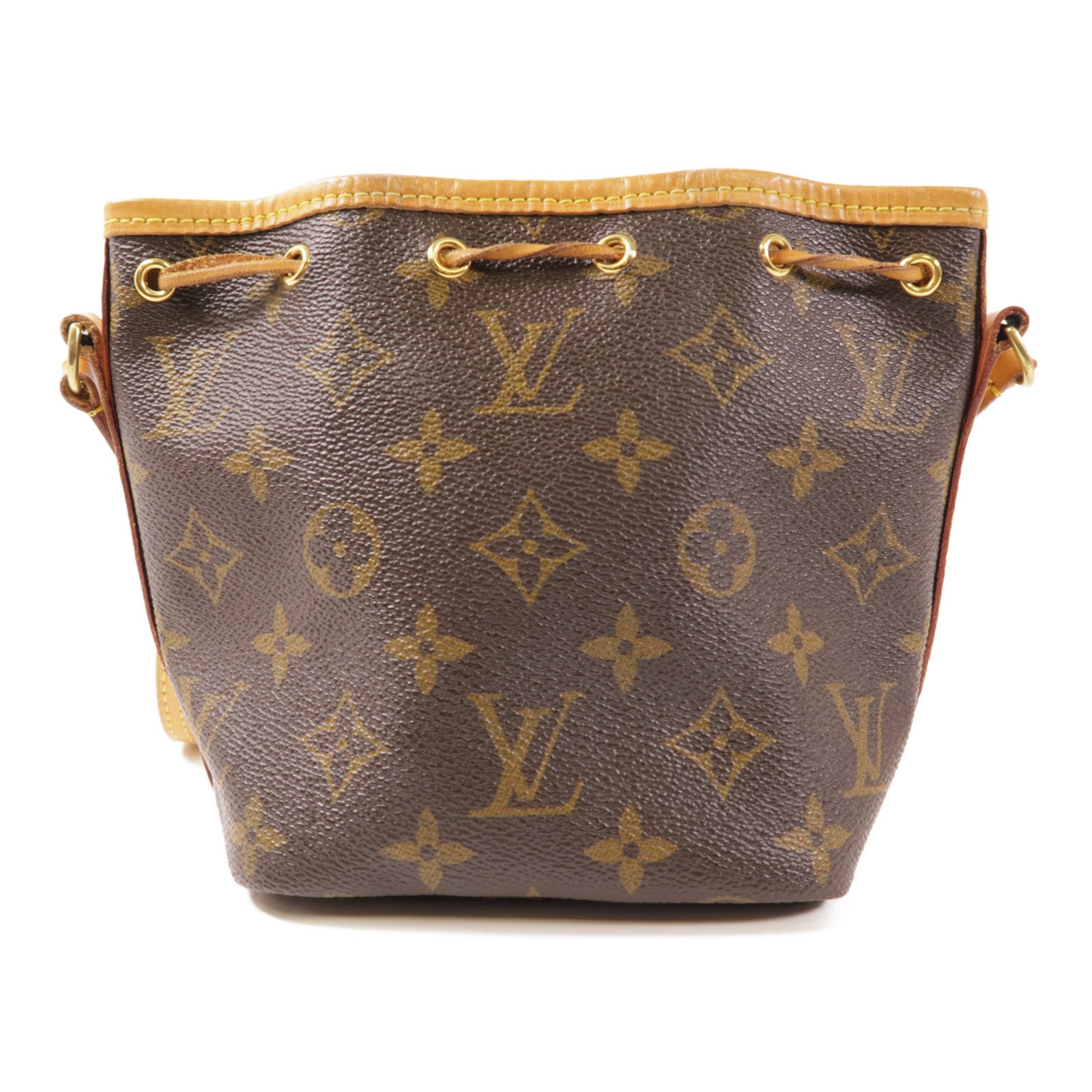 LOUIS VUITTON Monogram Nano Noe金扣肩背袋棕色