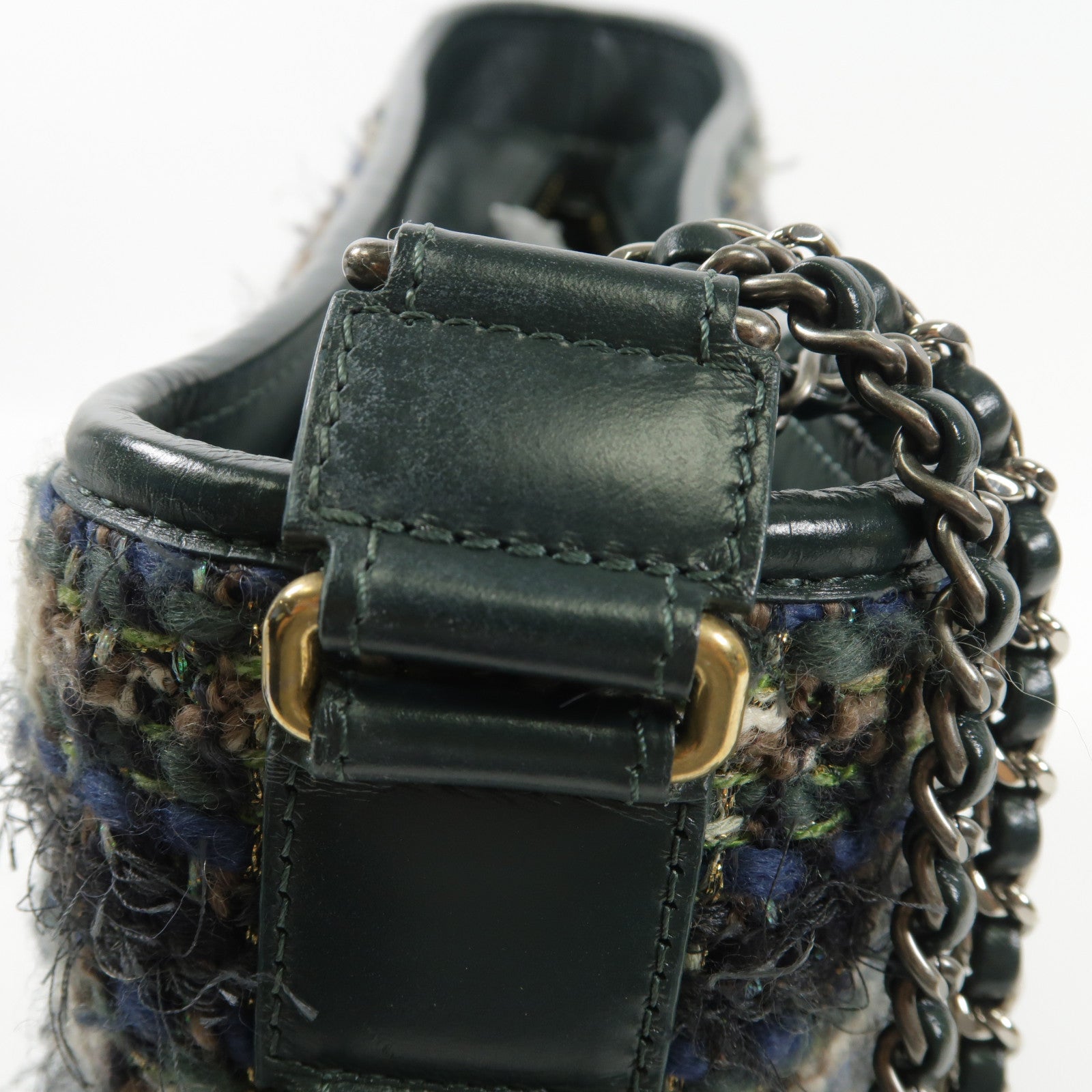 CHANEL CC GHW/SHW Gabrielle Bag Shoulder Bag Medium Hobo Tweed Calfskin Leather