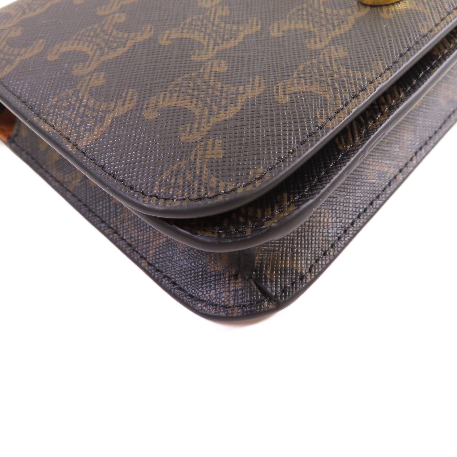 CELINE Triomphe帆布Mulipochette 2Way Shoulder Bag金扣手挽肩背兩用袋啡色