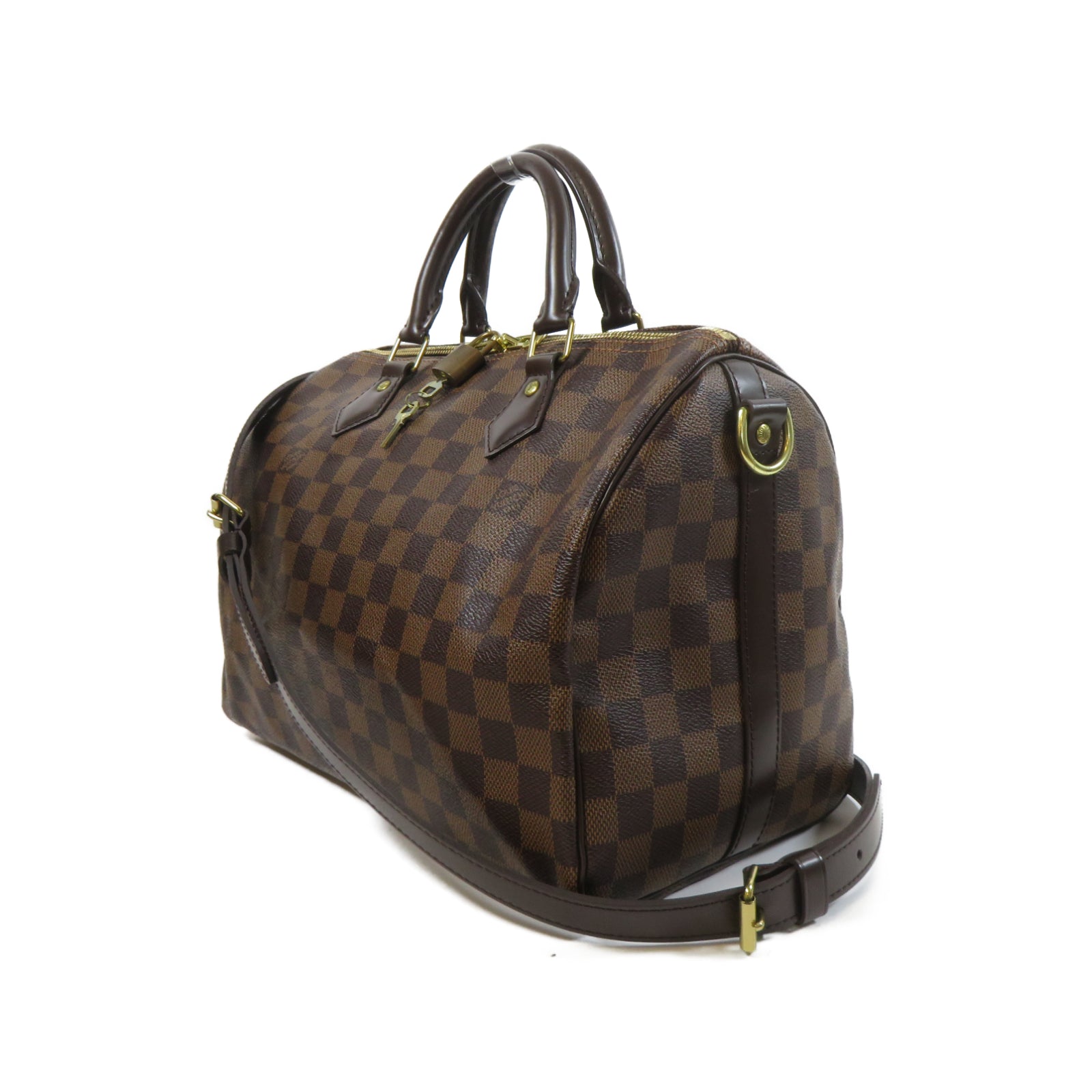 LOUIS VUITTON 【激減優惠】Damier Speedy Bandouliere 30金扣手挽肩背兩用袋啡色