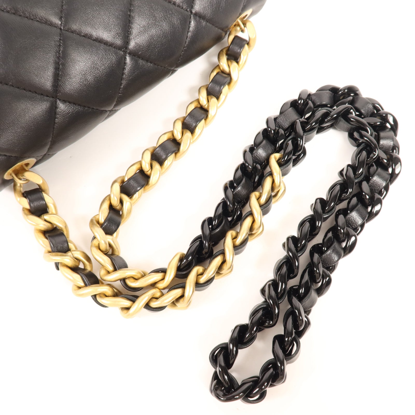 CHANEL 【激減優惠】羊皮皮革Chain Shoulder金扣鏈帶肩背袋