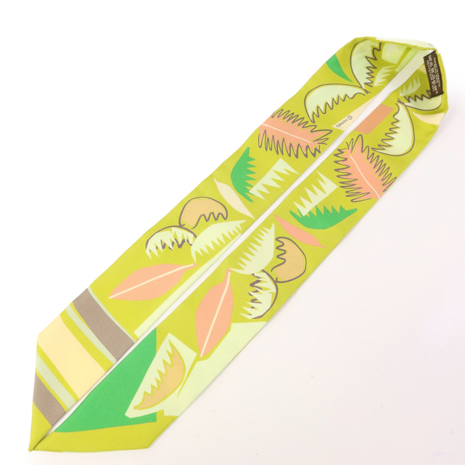 HERMES 絲質Twilly絲巾Green/Orange