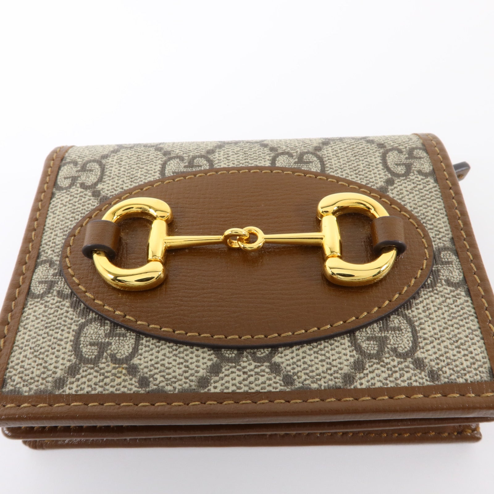 GUCCI 塗層帆布Horsebit 1955 Card Case Wallet金扣錢包