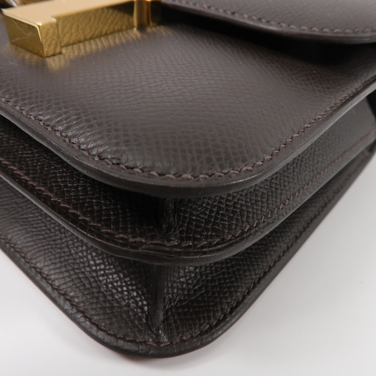 HERMES Epsom皮革Constance Mini肩背袋Bai Brun