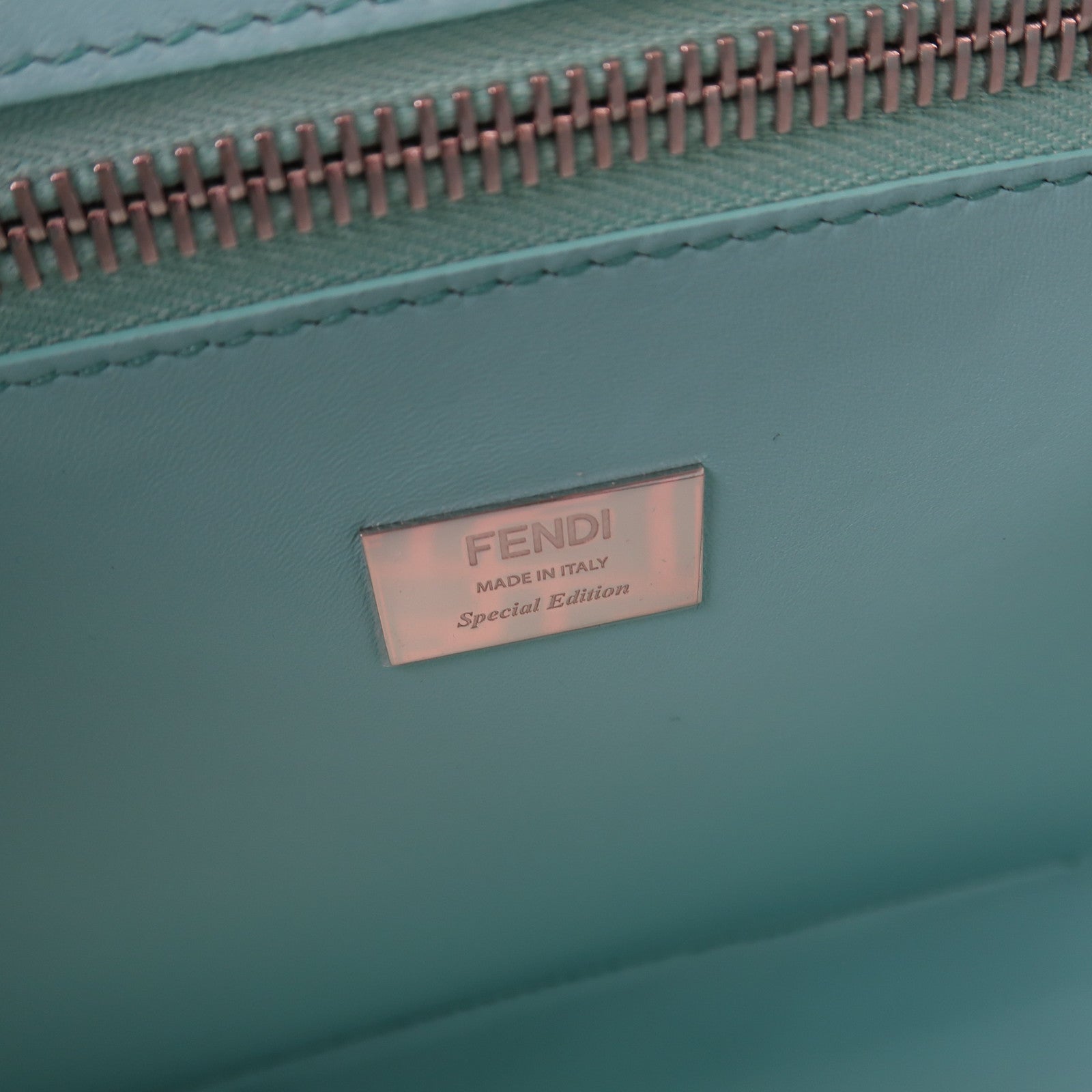 FENDI 【激減優惠】PVC Peekaboo銀扣手挽肩背兩用袋湖水綠色