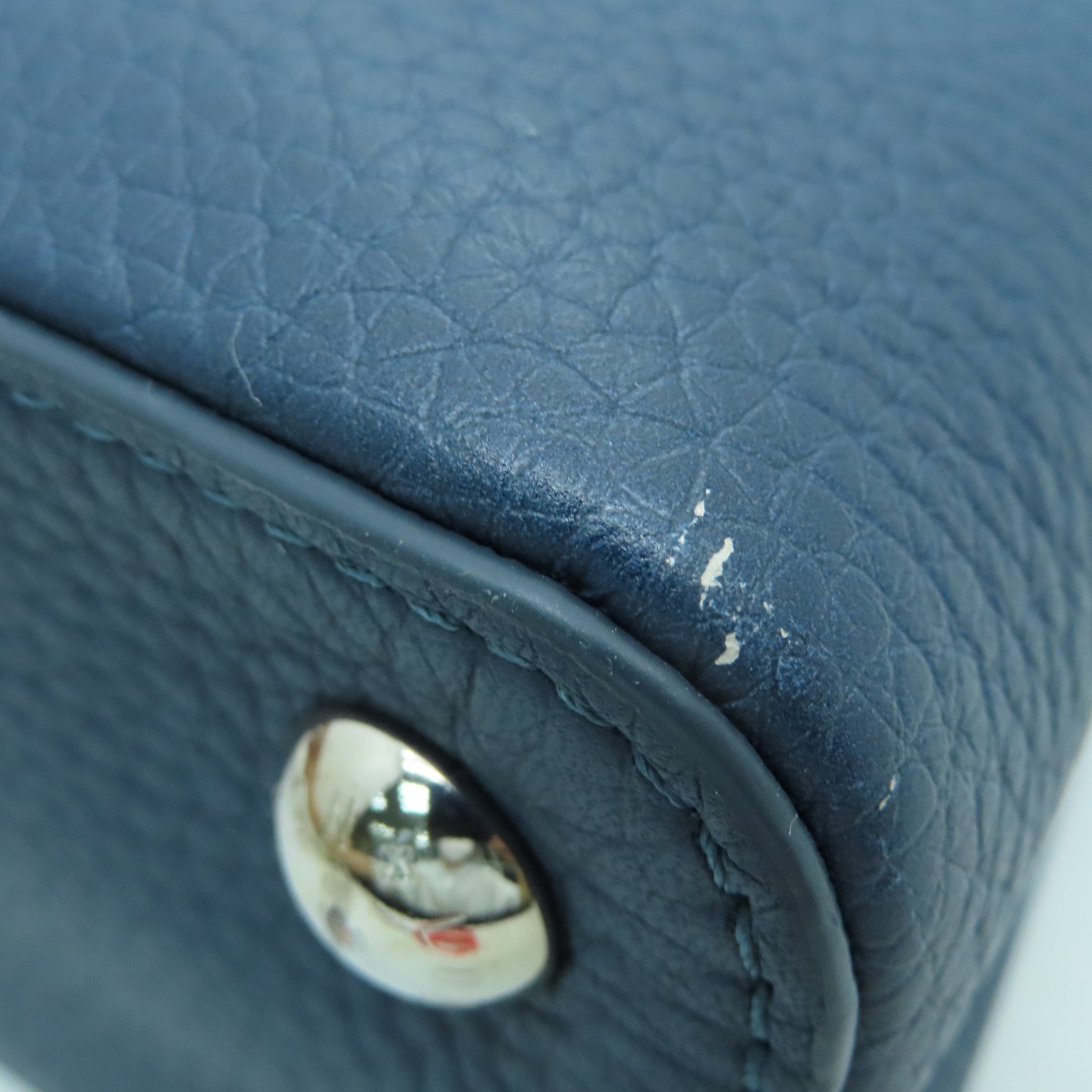 LOUIS VUITTON 【激減優惠】牛皮皮革Capucines BB銀扣手挽肩背兩用袋白色/藍色