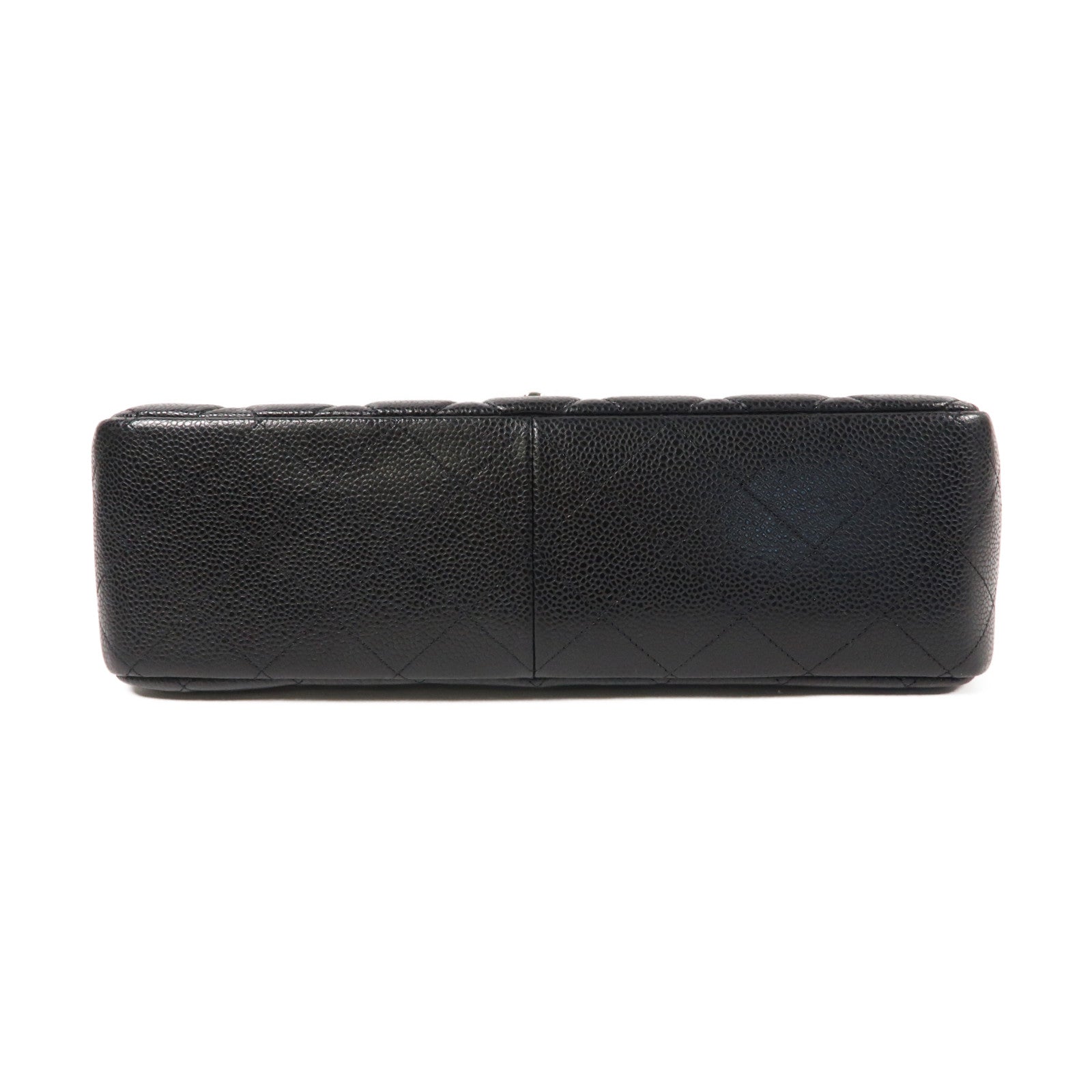 CHANEL 菱格Caviar皮革Jumbo Classic銀扣鏈帶肩背袋黑色