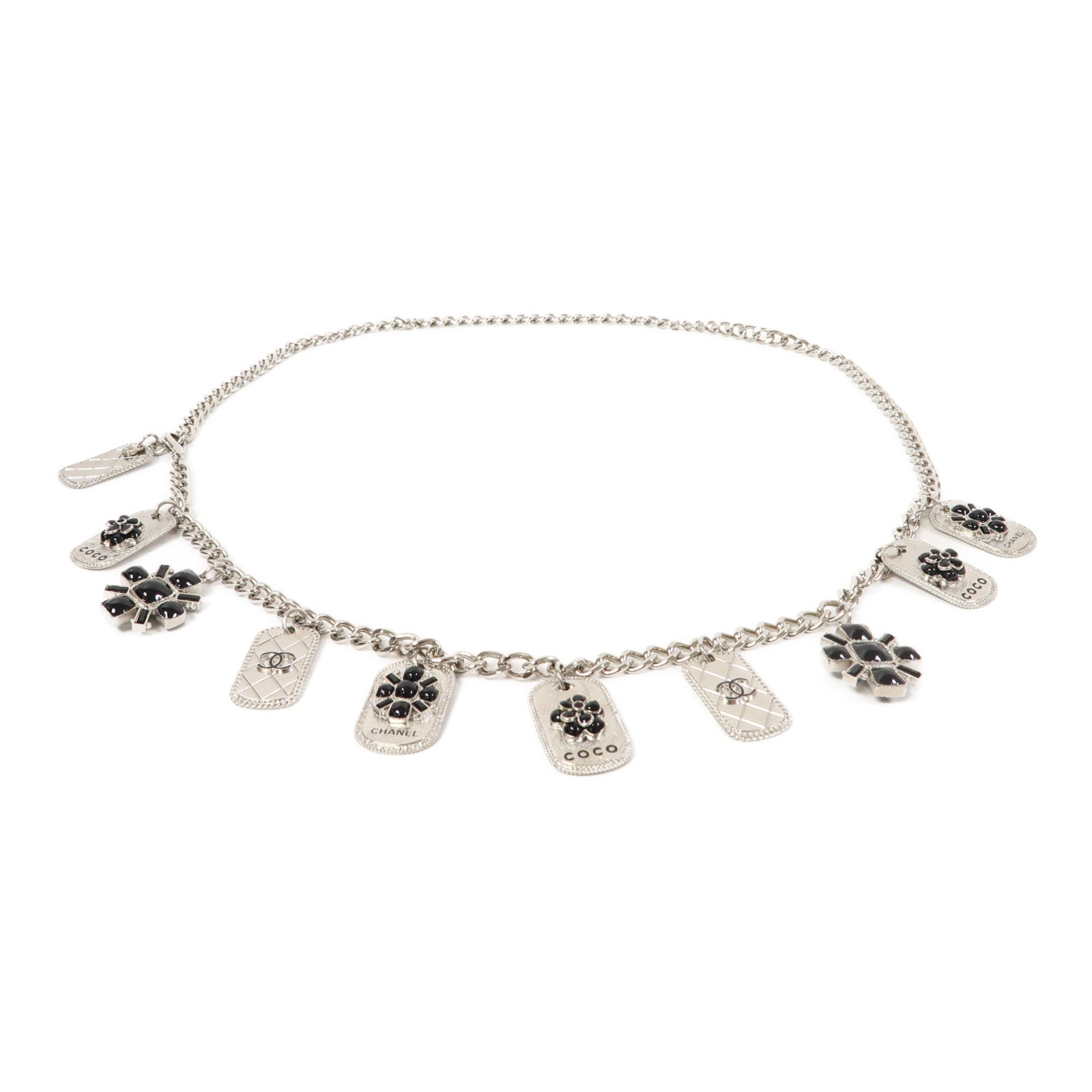CHANEL 金屬Chain Belt皮帶黑色/銀色