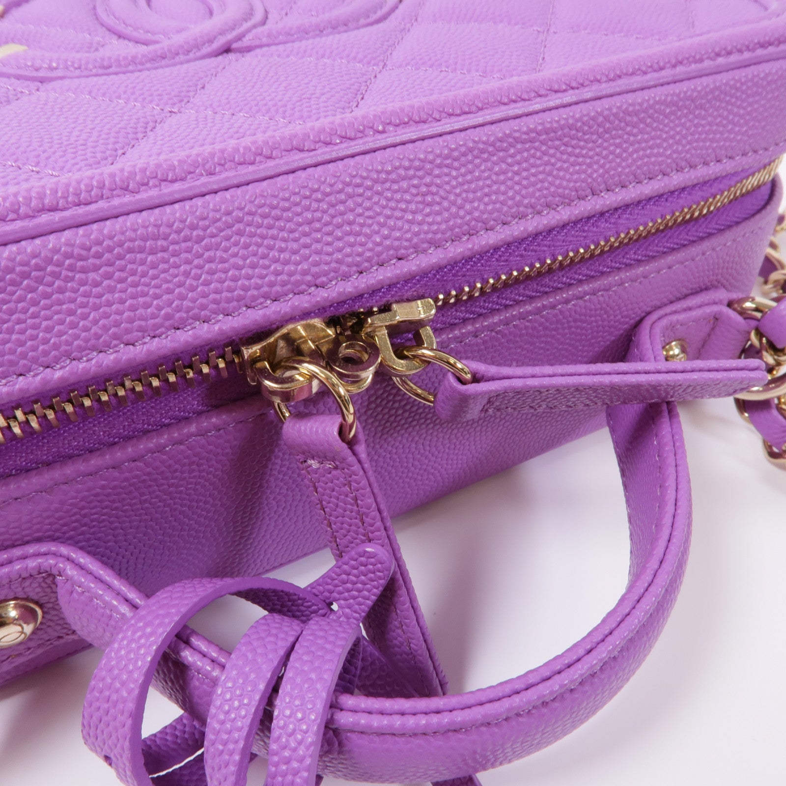 CHANEL 牛皮皮革Filigree Vanity Case金扣手挽肩背兩用袋